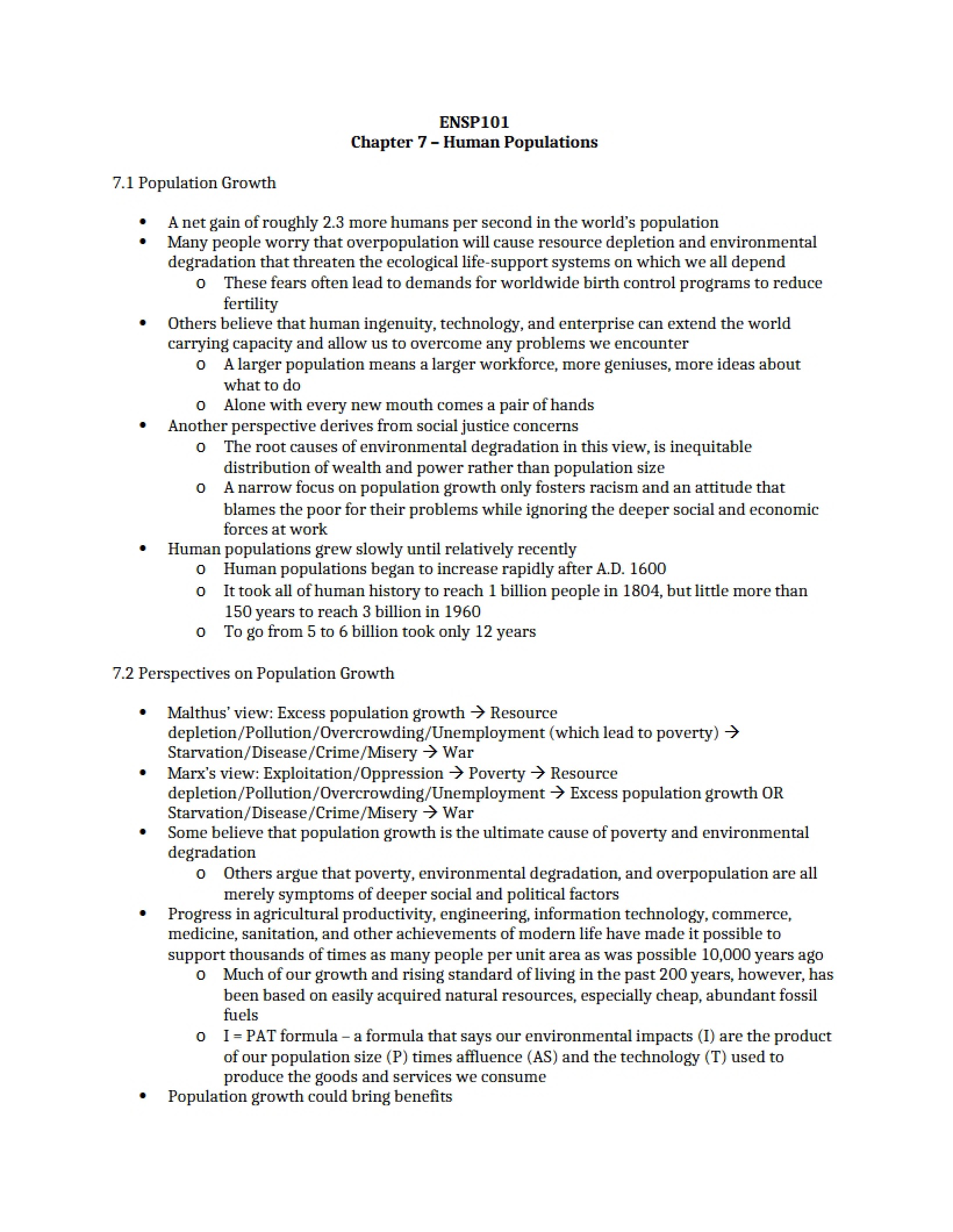 Human Populations (Ch 7)