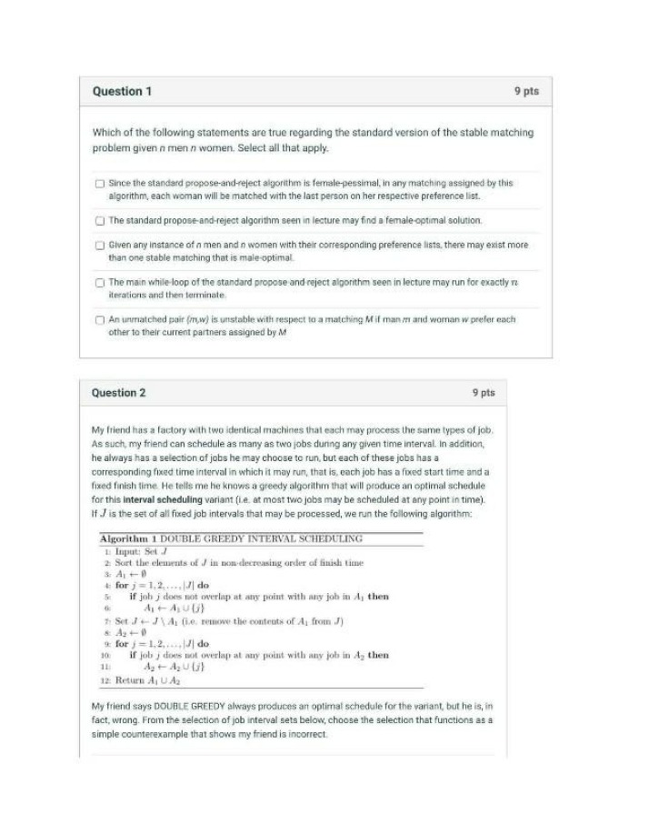Exam Questions on Algorithms and Complexity Theory