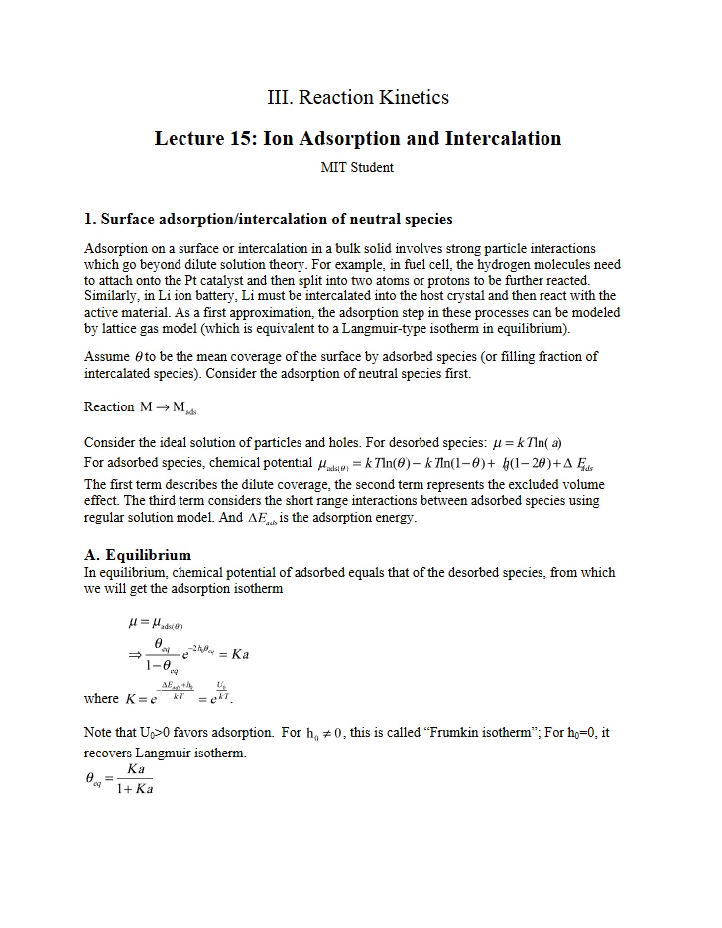 Intercalation and Adsorption of Ions