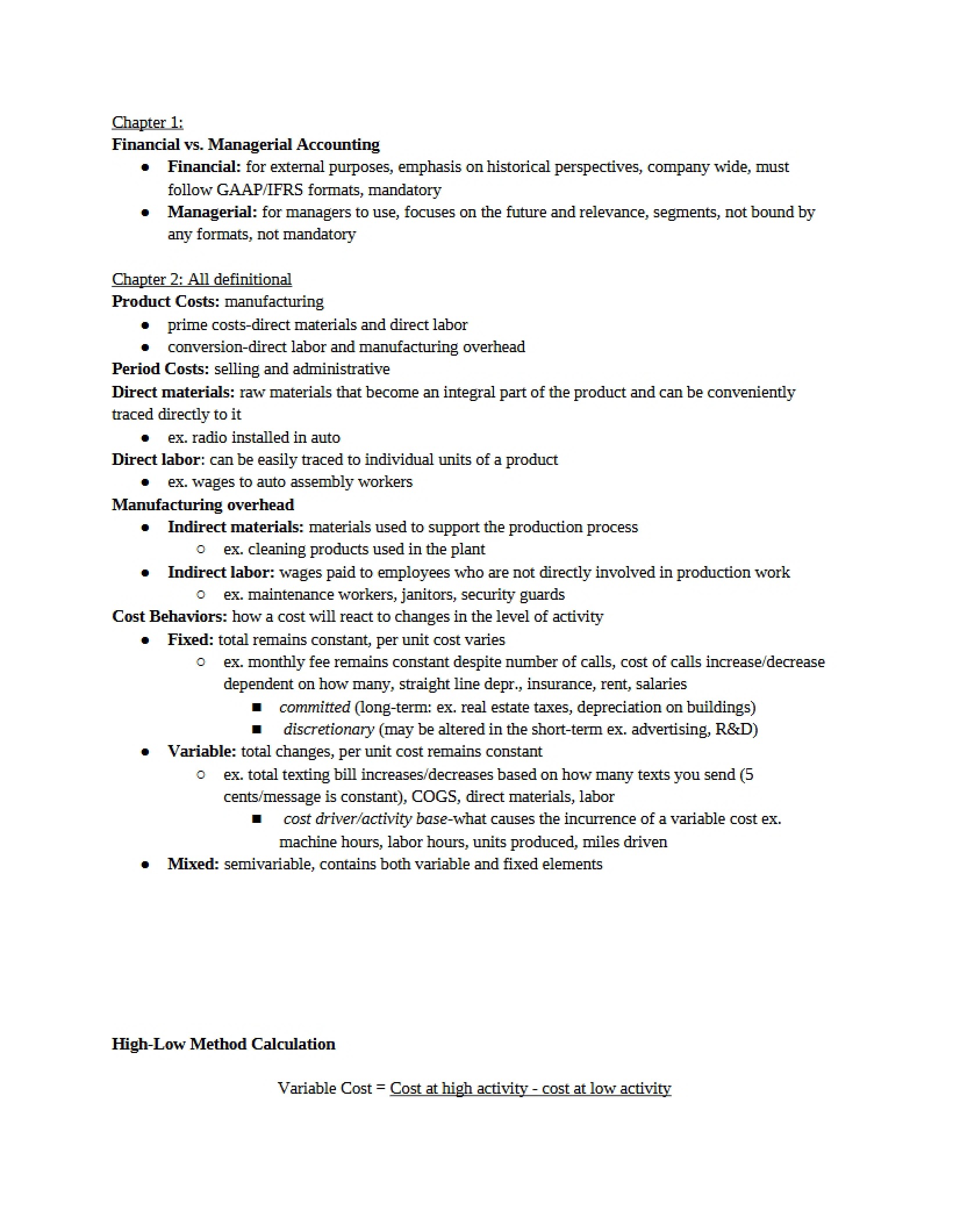 Managerial versus Financial Accounting
