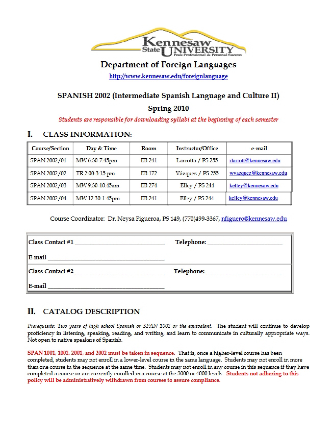 Intermediate Spanish II Course Guide
