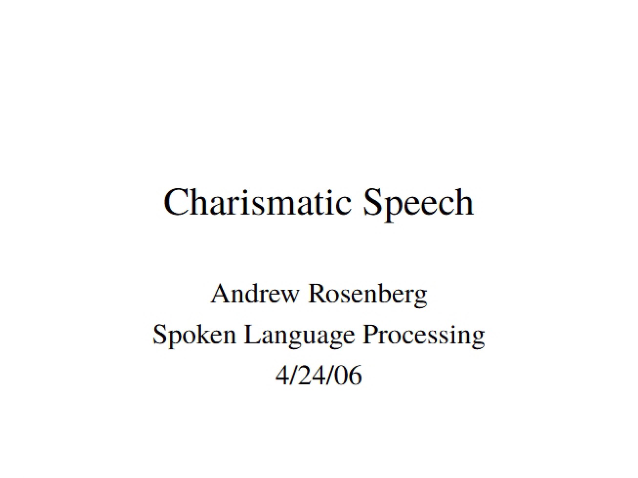 Charismatic Speech