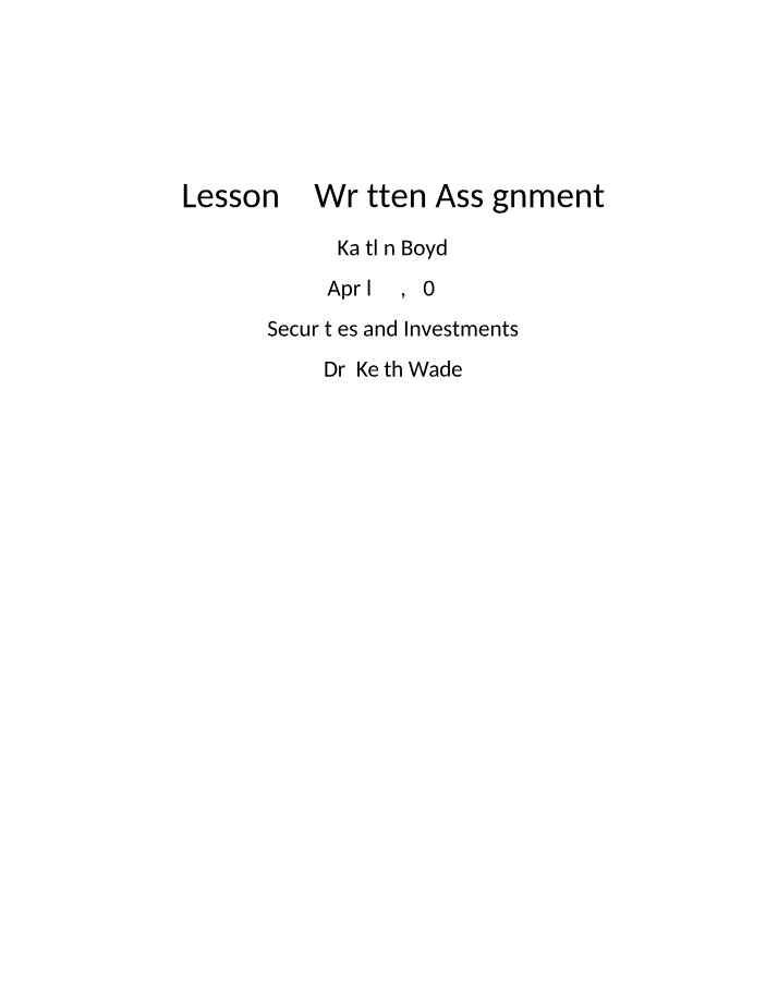 Written Assignment - Lesson 4