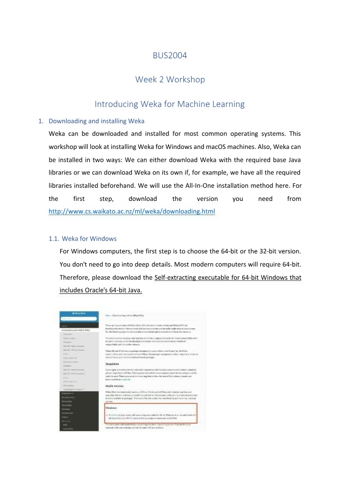 Workshop on Weka