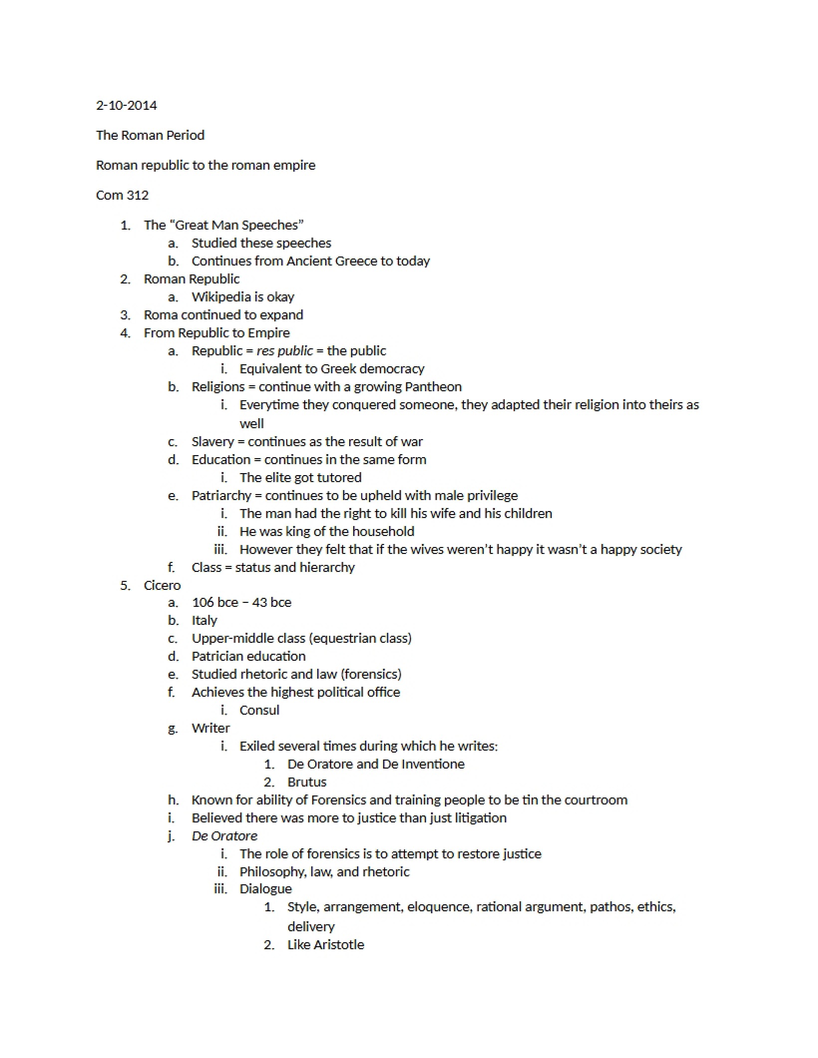 Notes from Feb 10