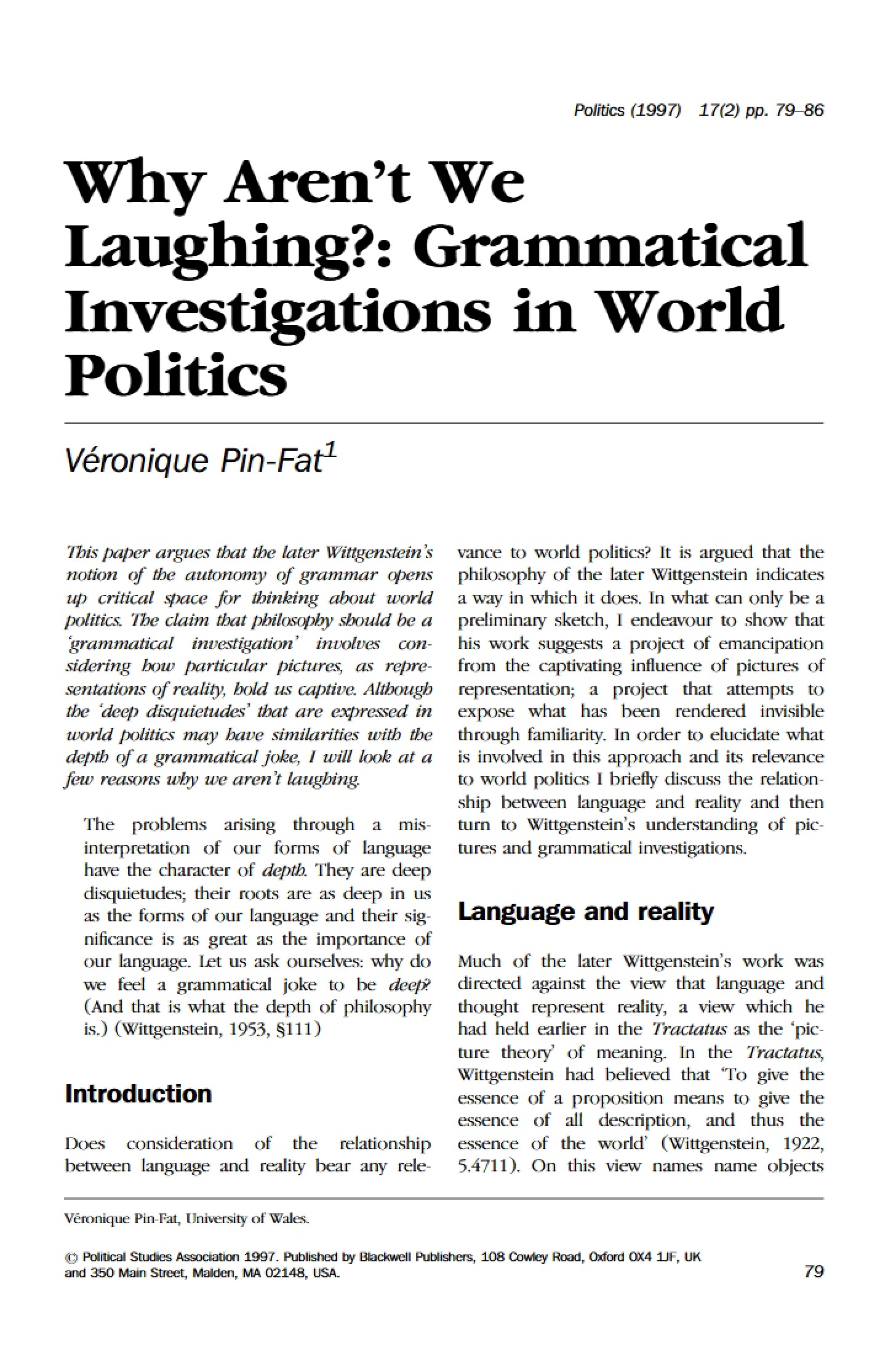 World Politics Grammatical Investigations