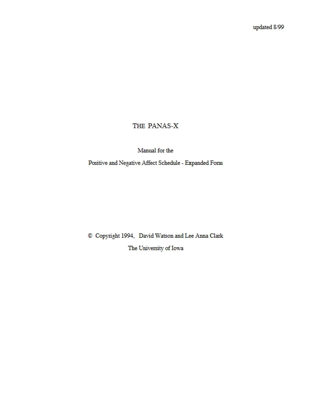 PANAS-X Scale