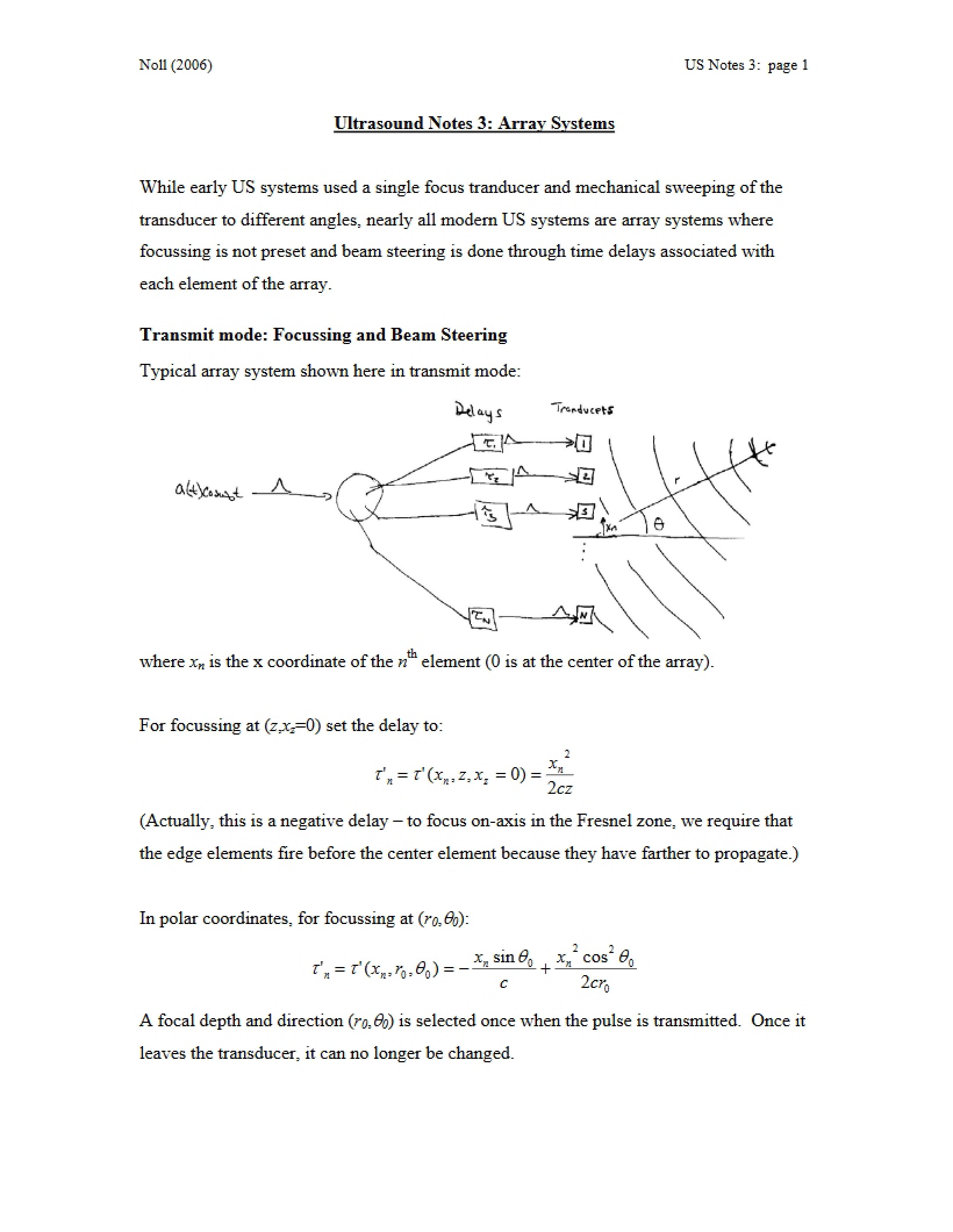 Array Systems Third Ultrasound Note