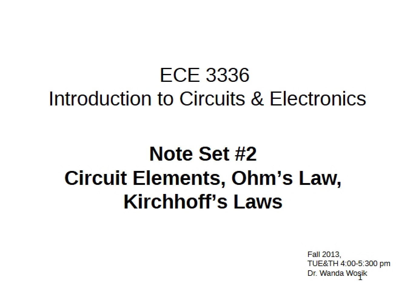 Set 2 Kirchhoff's Laws, Ohm's Law, Circuit Elements