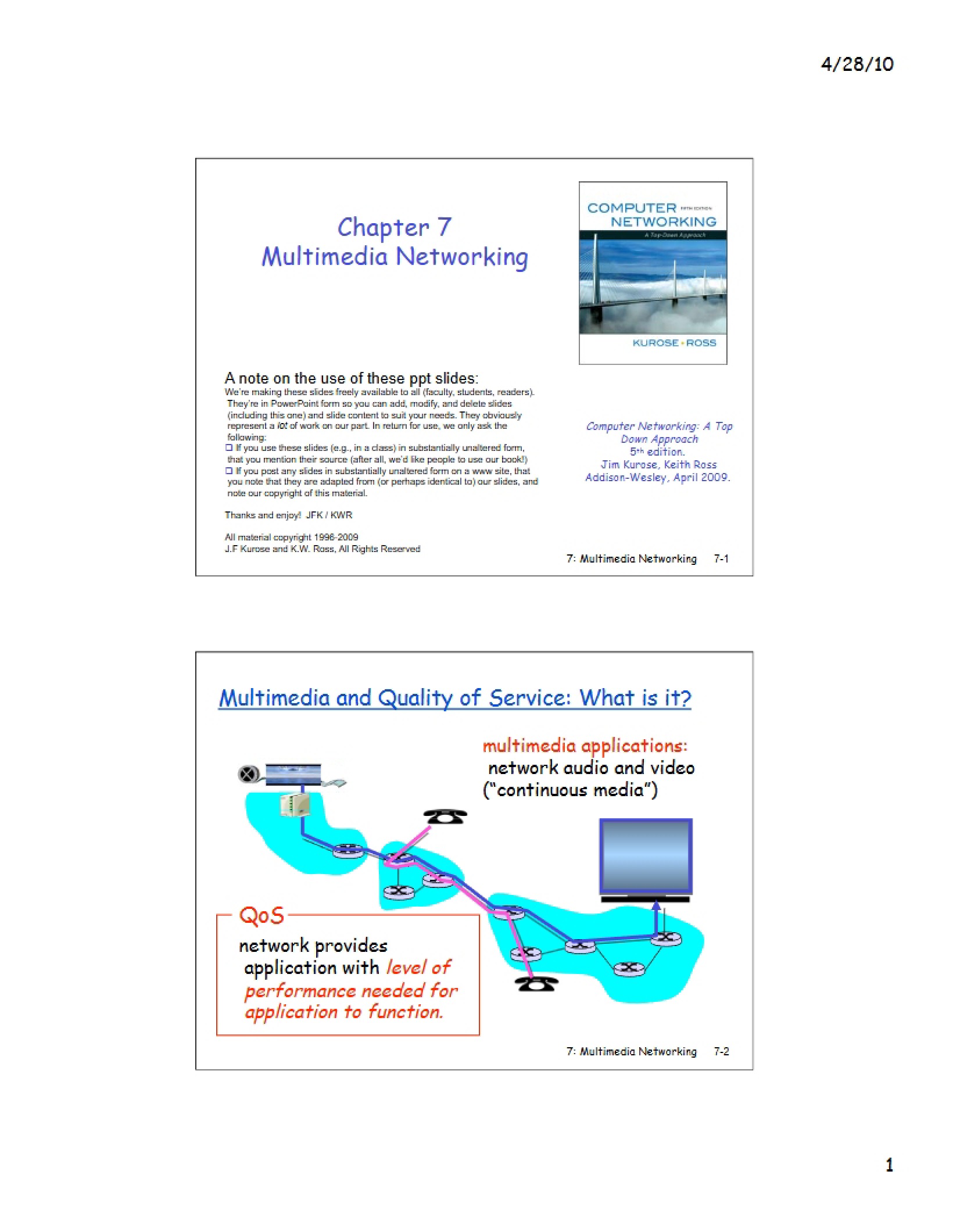 Networking for Multimedia