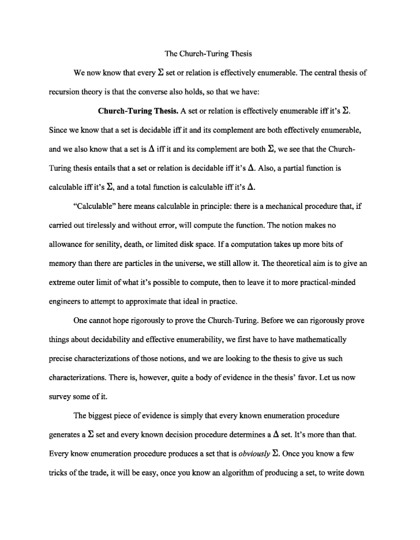 Thesis of Church and Turing