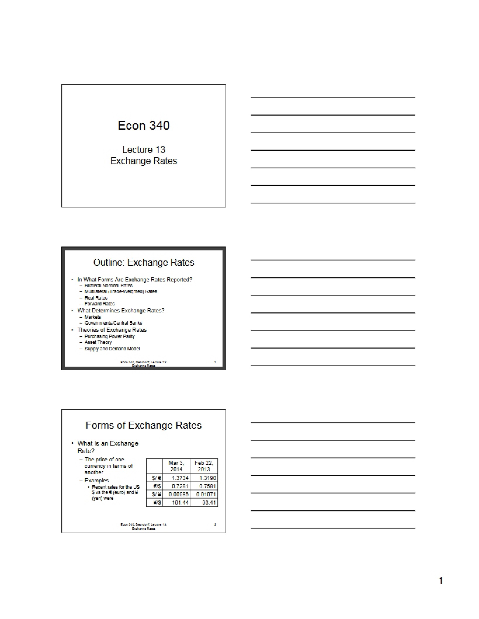 Rates of Exchange (Lecture 13)