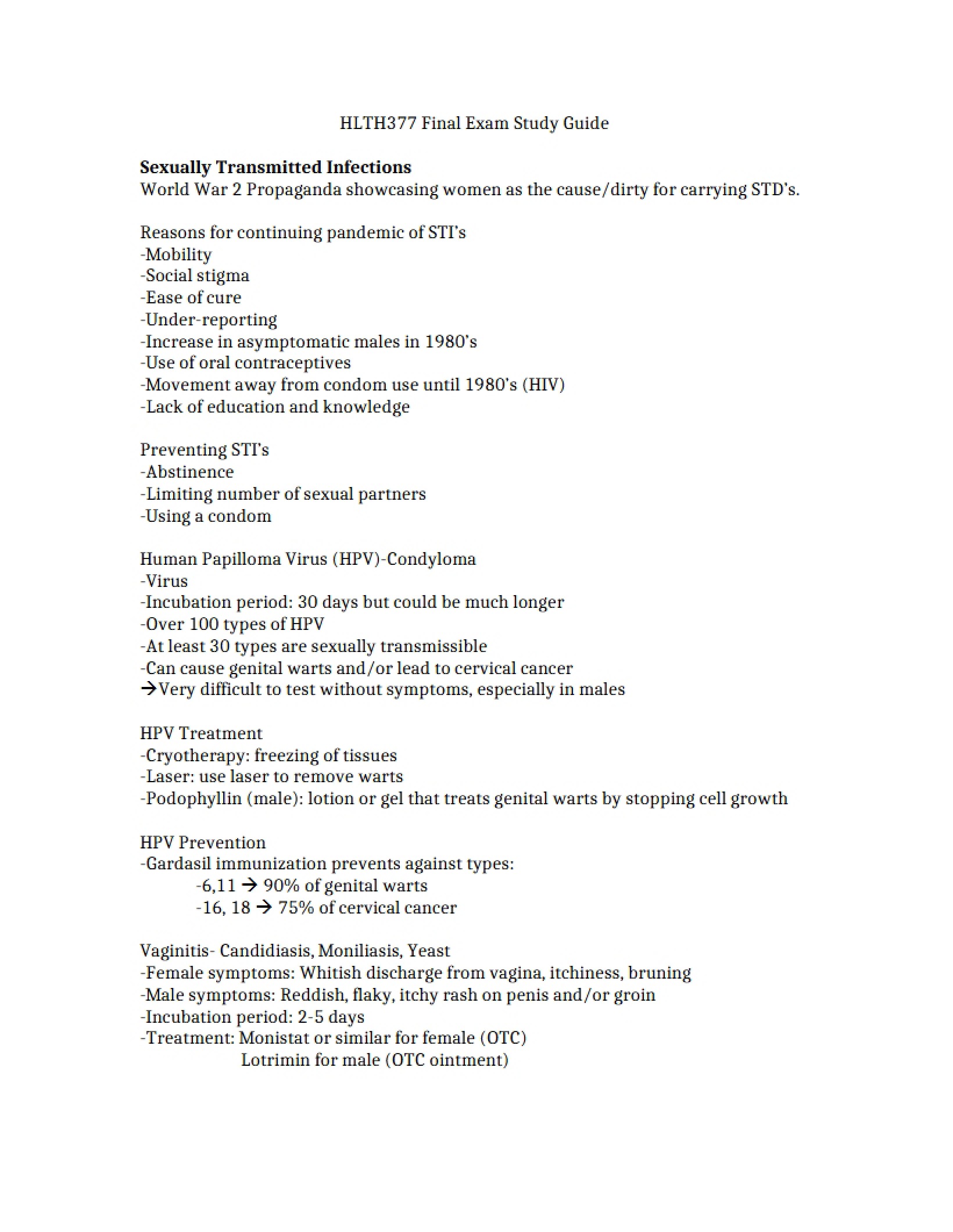 Guide for Final Examination