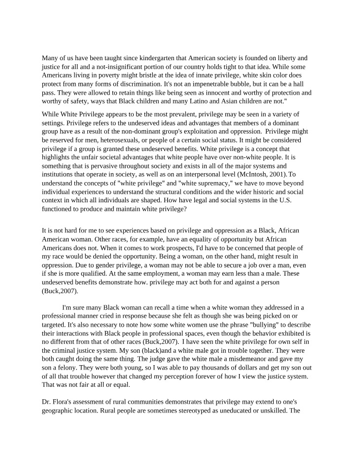 Examining Structural Conditions of White Privilege
