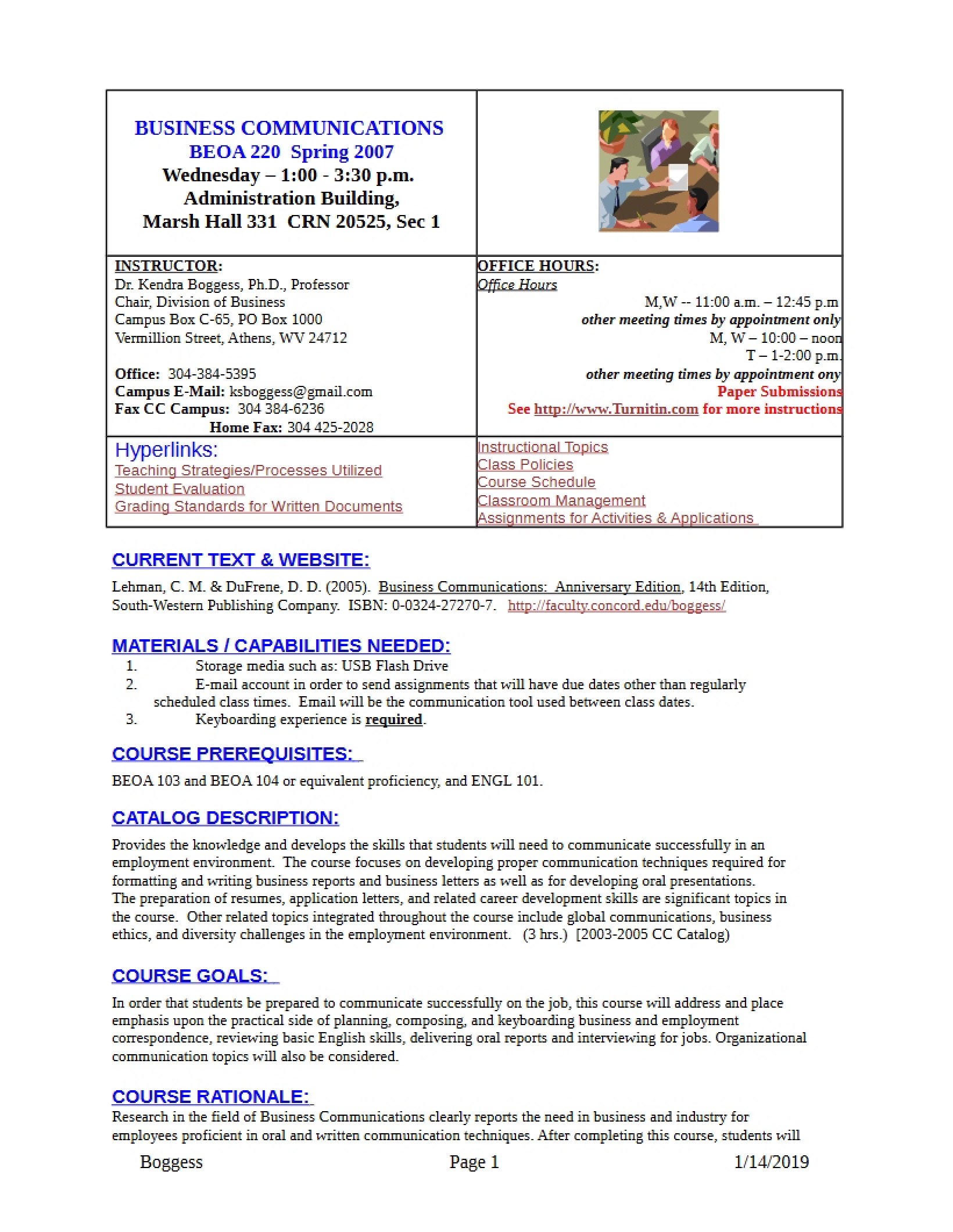 Syllabus for Business Communications