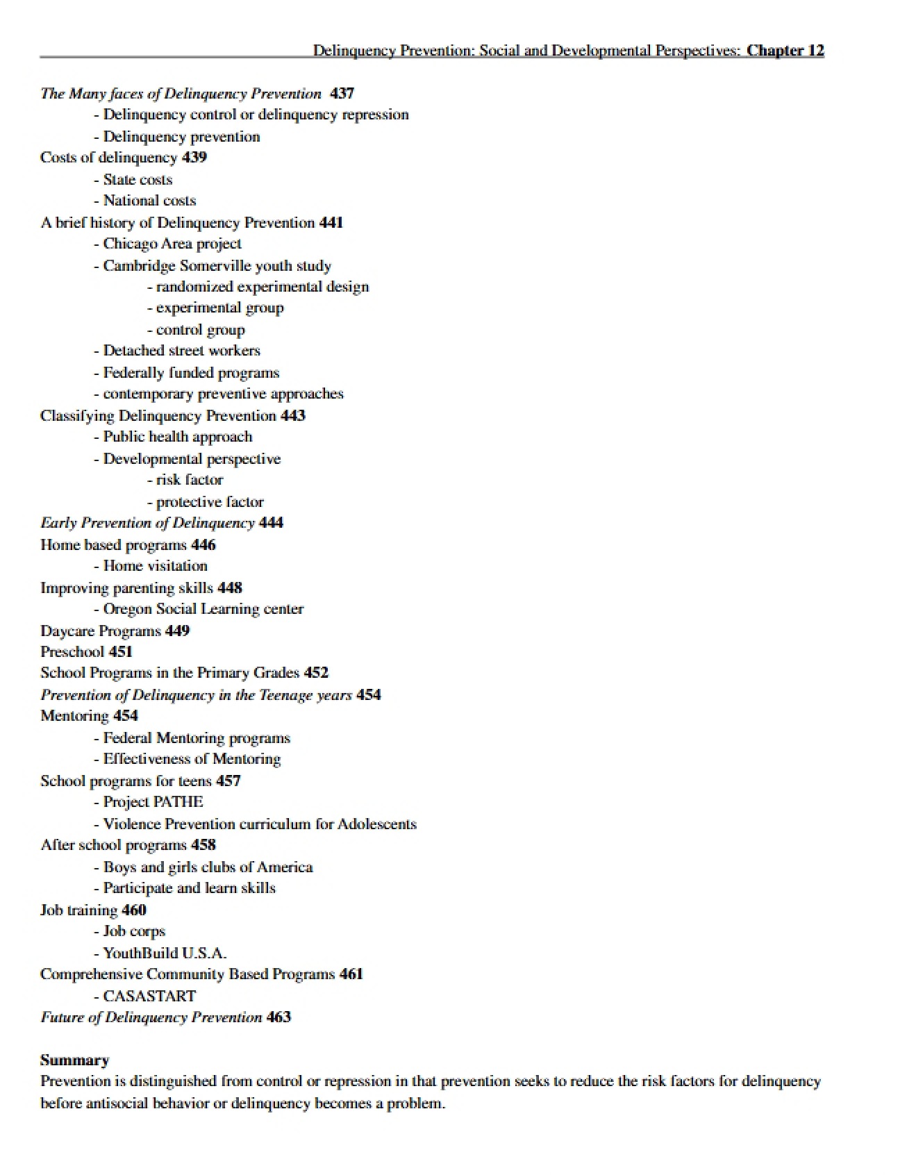 Crime and Delinquency Prevention A Chapter 12 Analysis