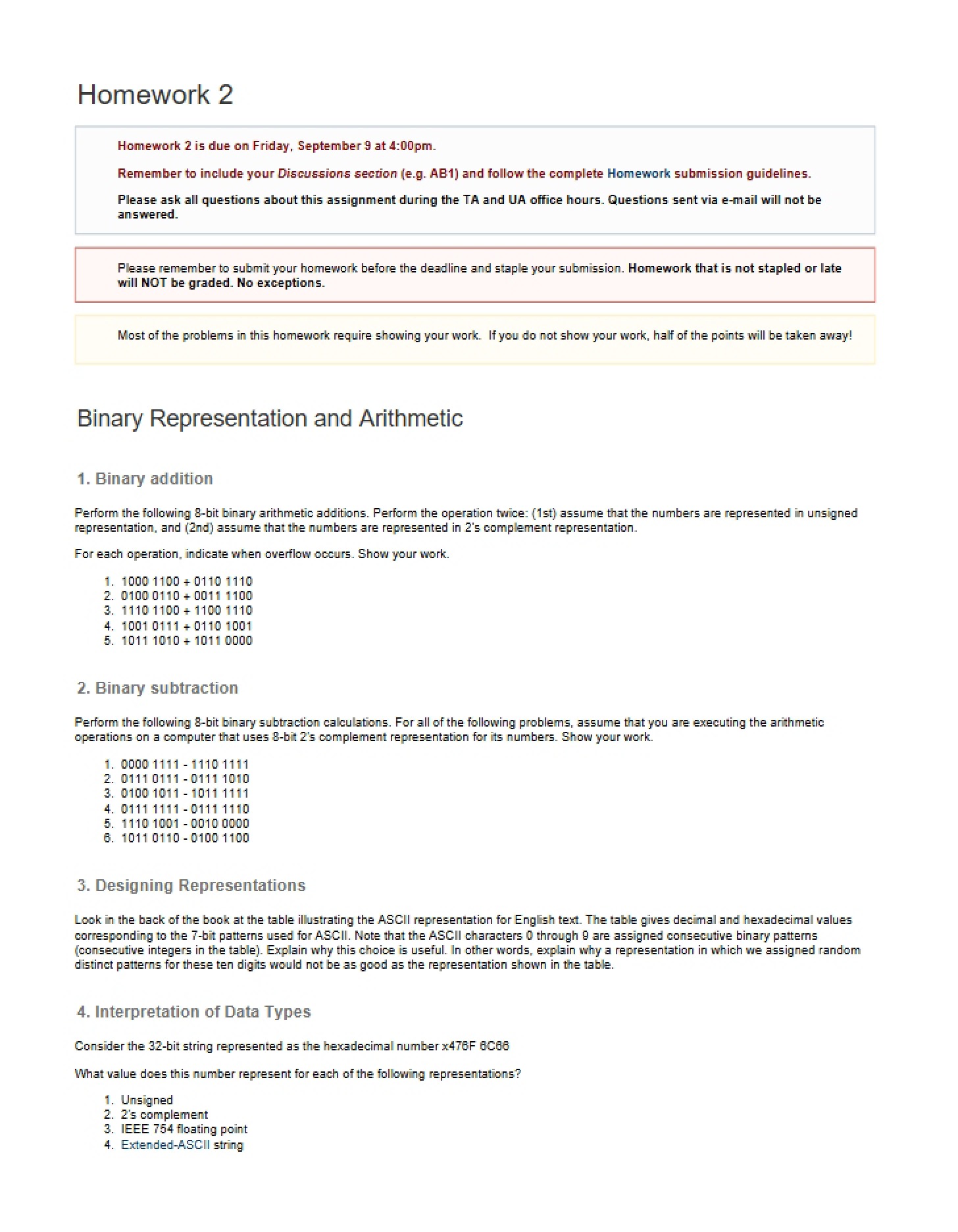 Binary Arithmetic and Representation