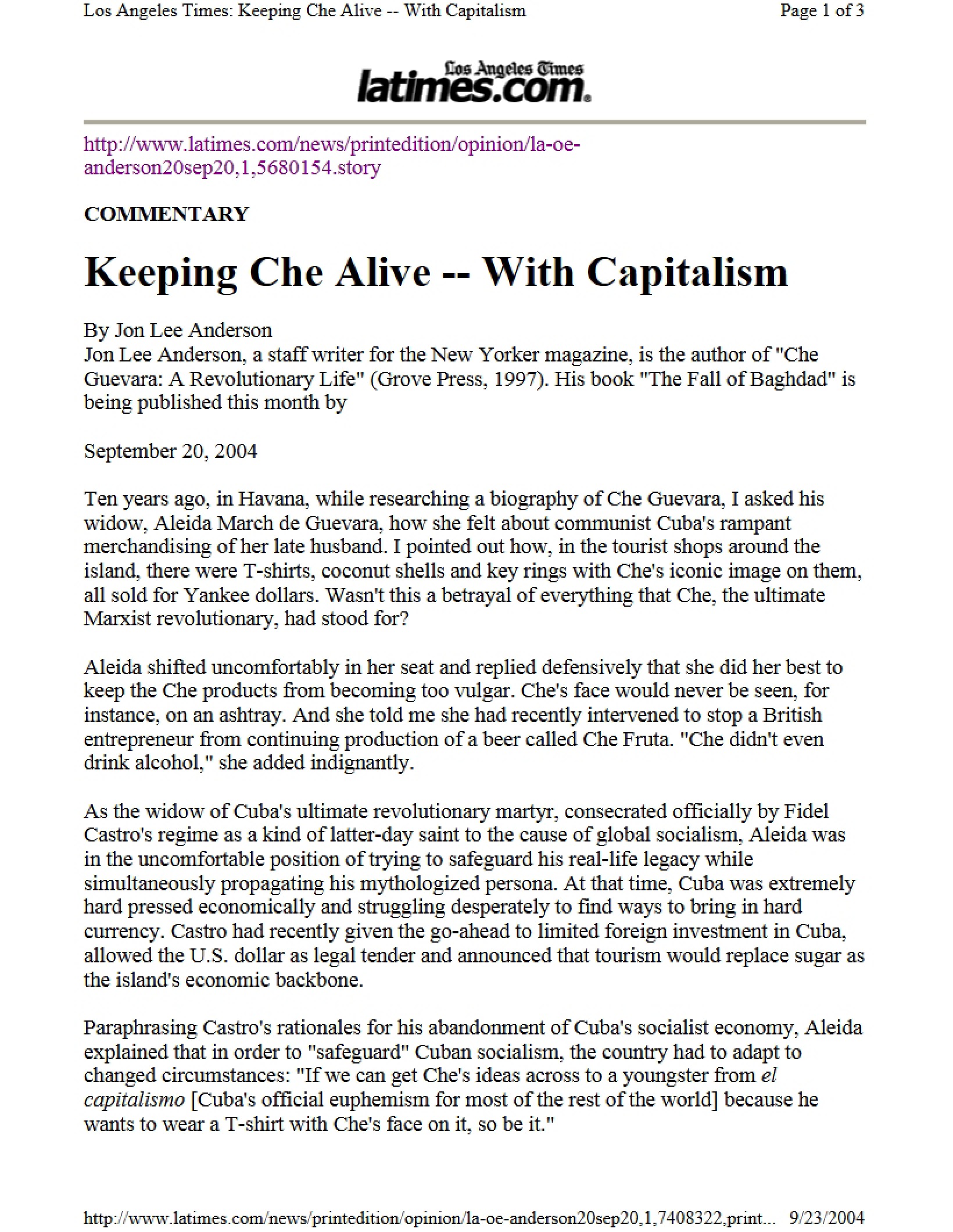 Capitalism Keeping Che Alive
