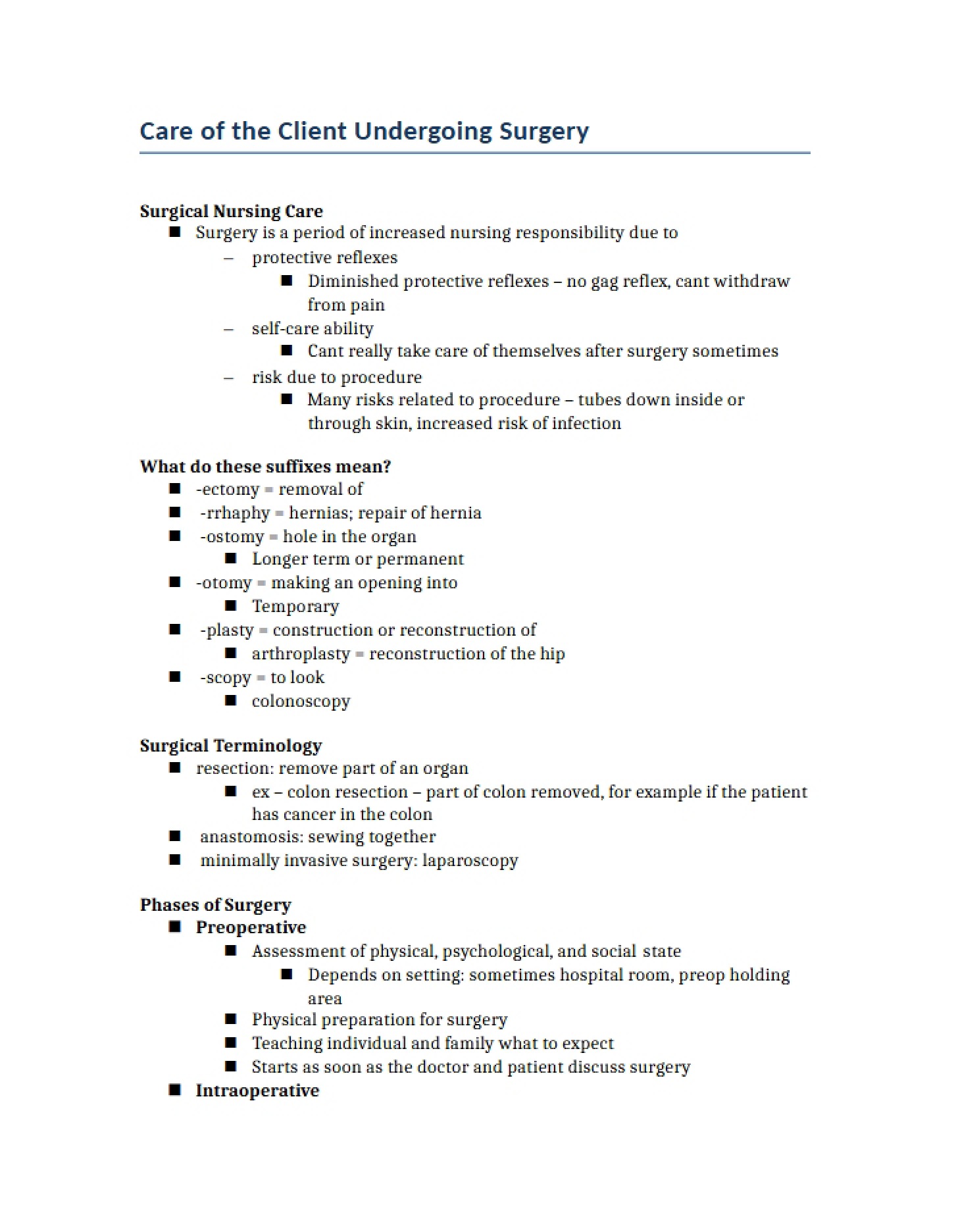 Notes on Surgery