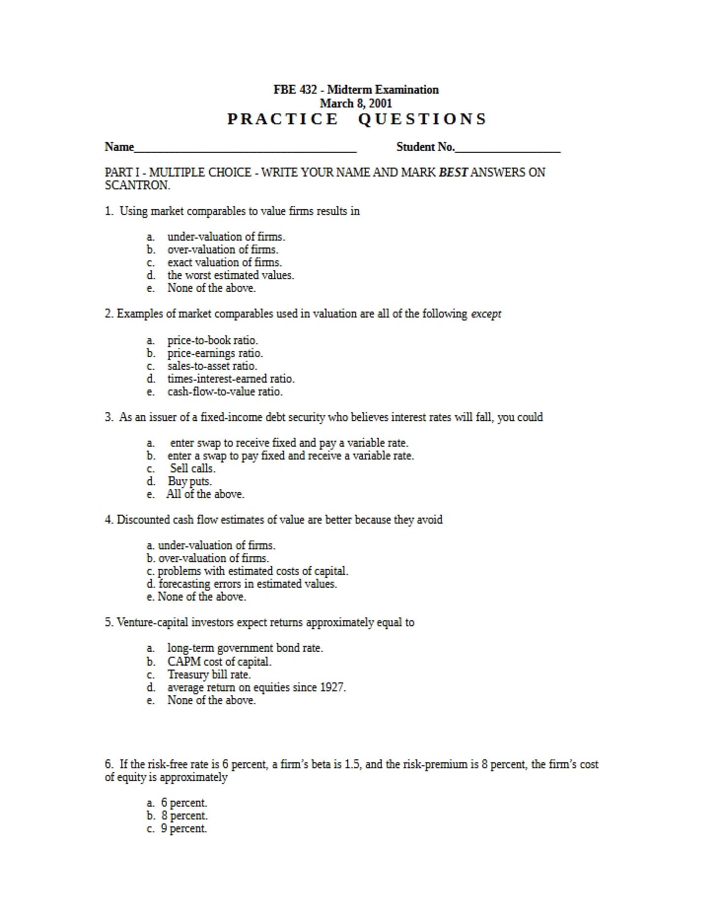 Practice Midterm Exam