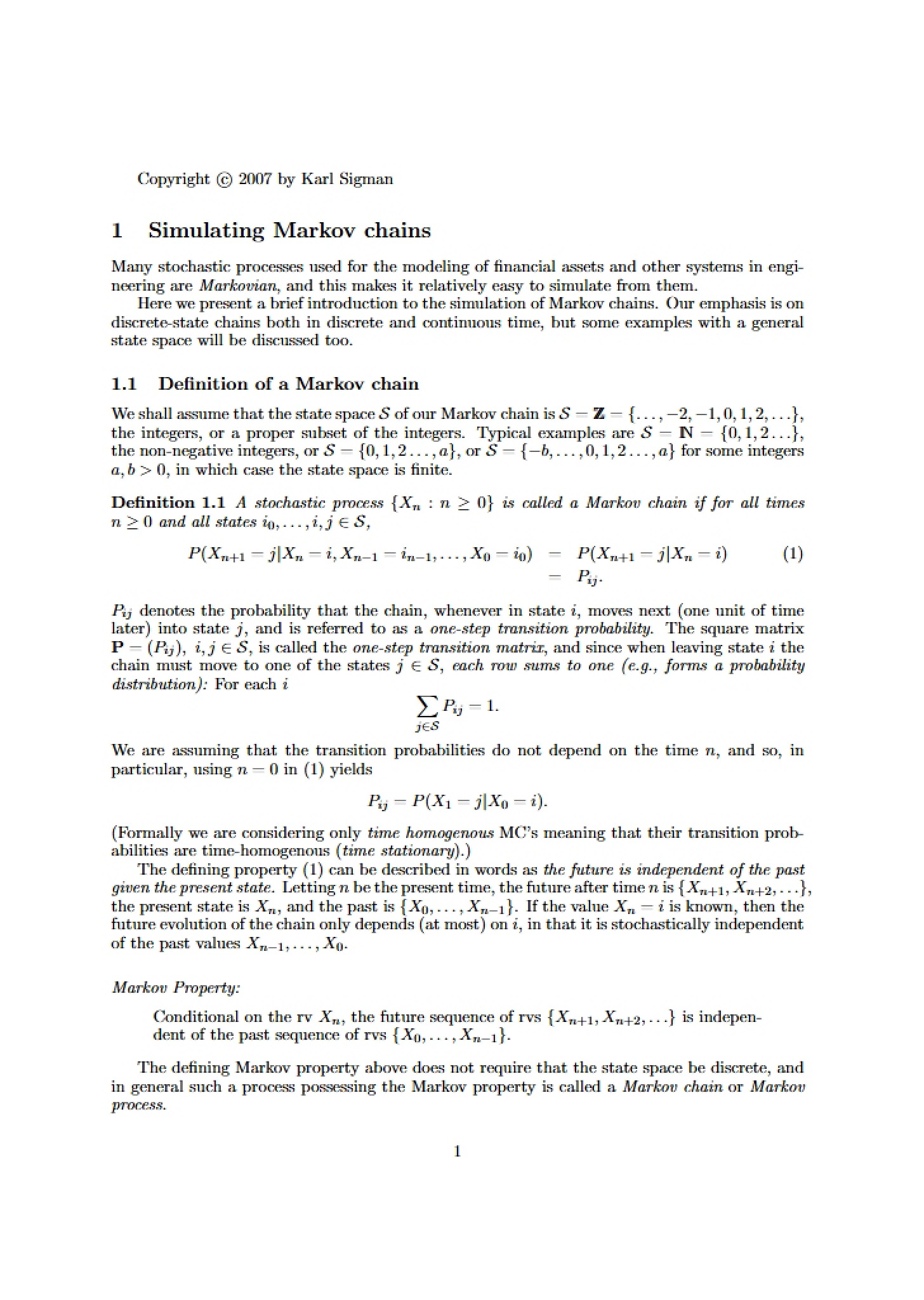 Markov Chain Simulation