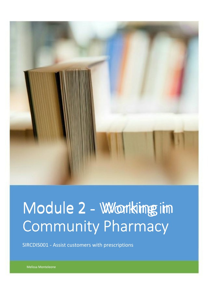 Working in Community Pharmacy - Module 2