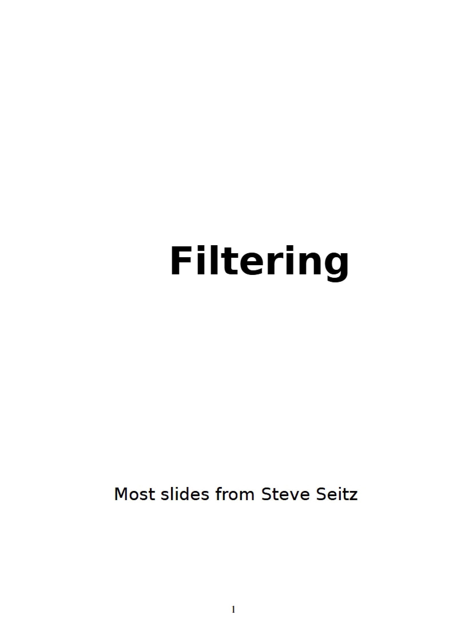 Filtering Techniques