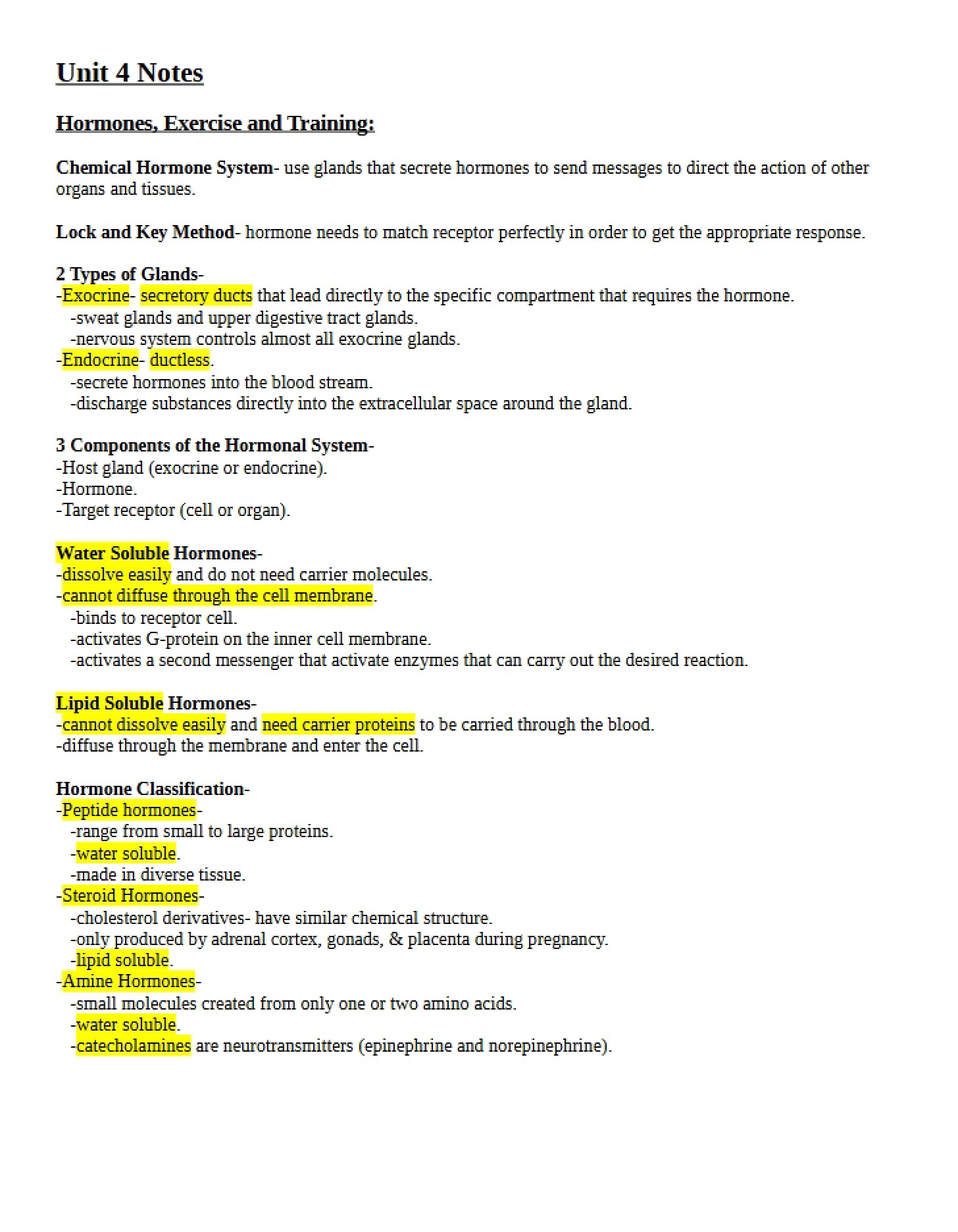 Notes for Unit 4