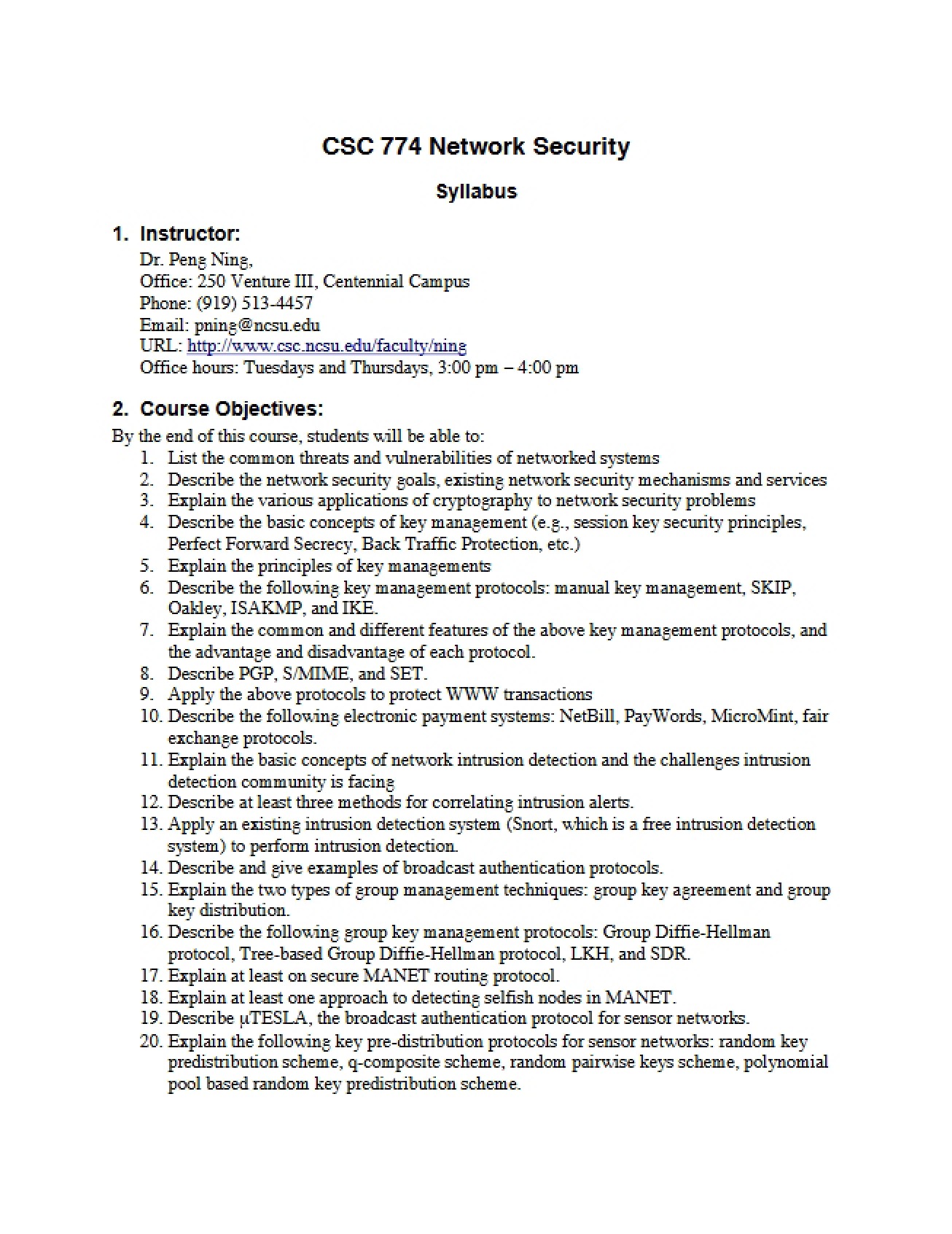 Advanced Network Security Syllabus