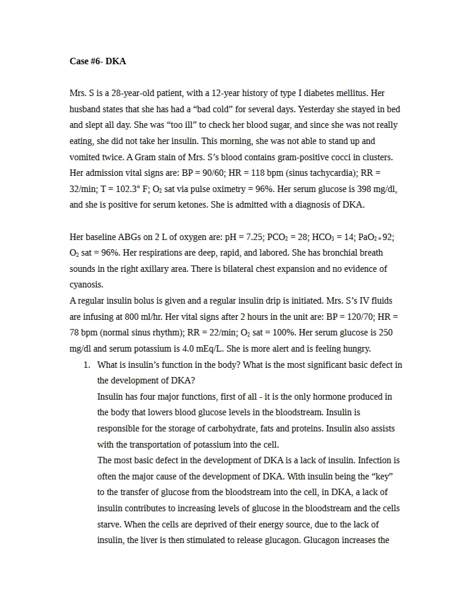 Case Study Six Diabetic Ketoacidosis