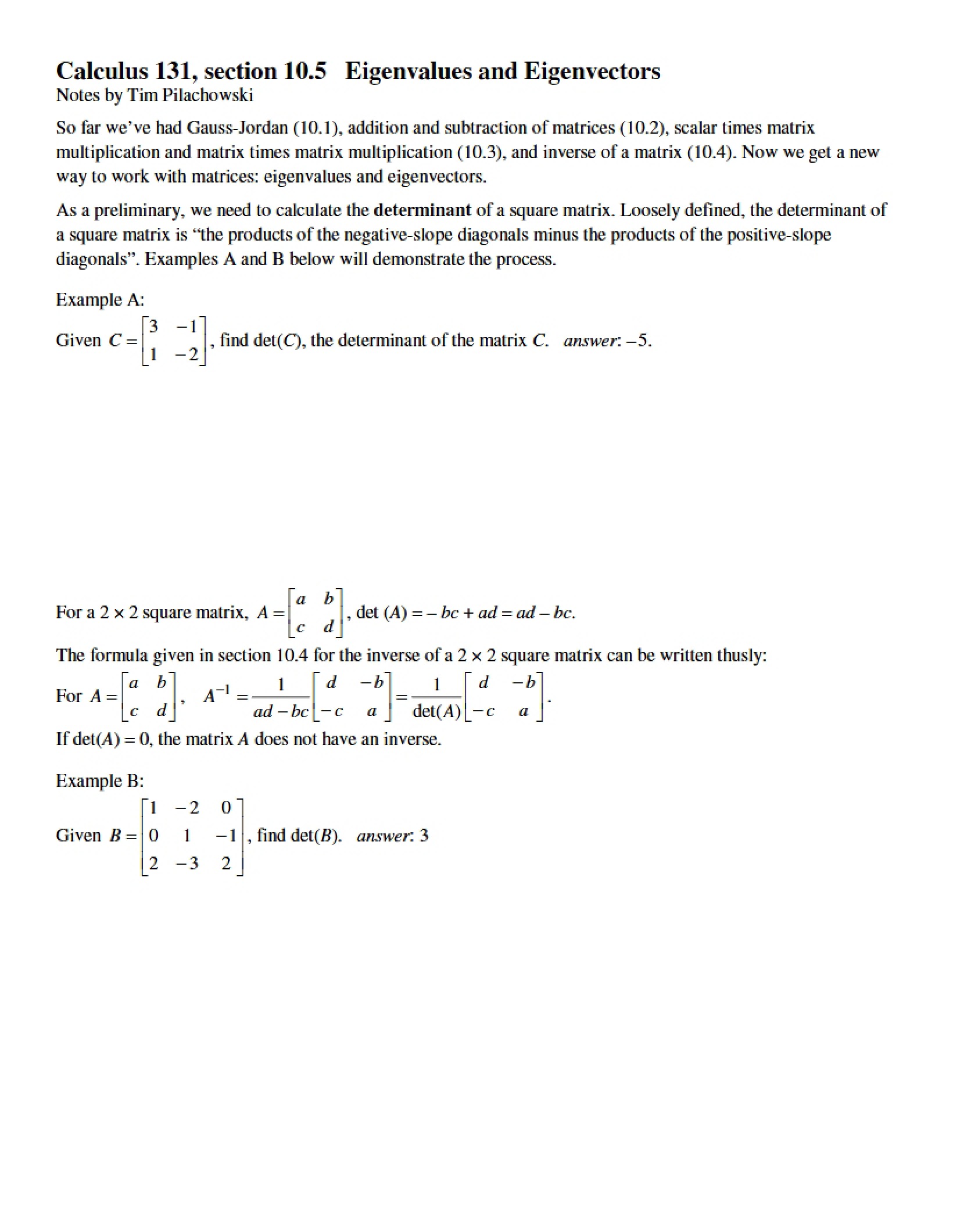 Eigenvectors and Eigenvalues