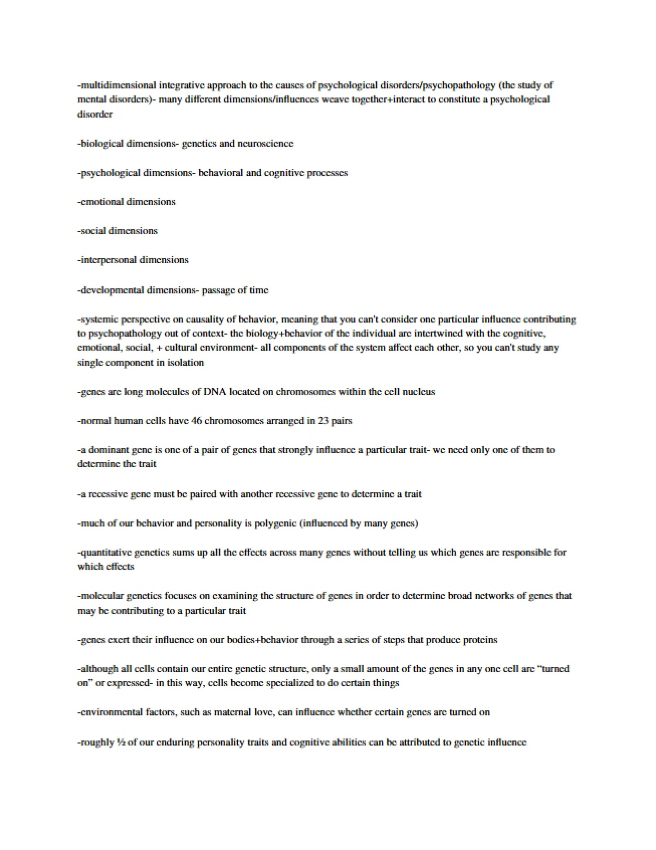 Abnormal Psych Notes Five