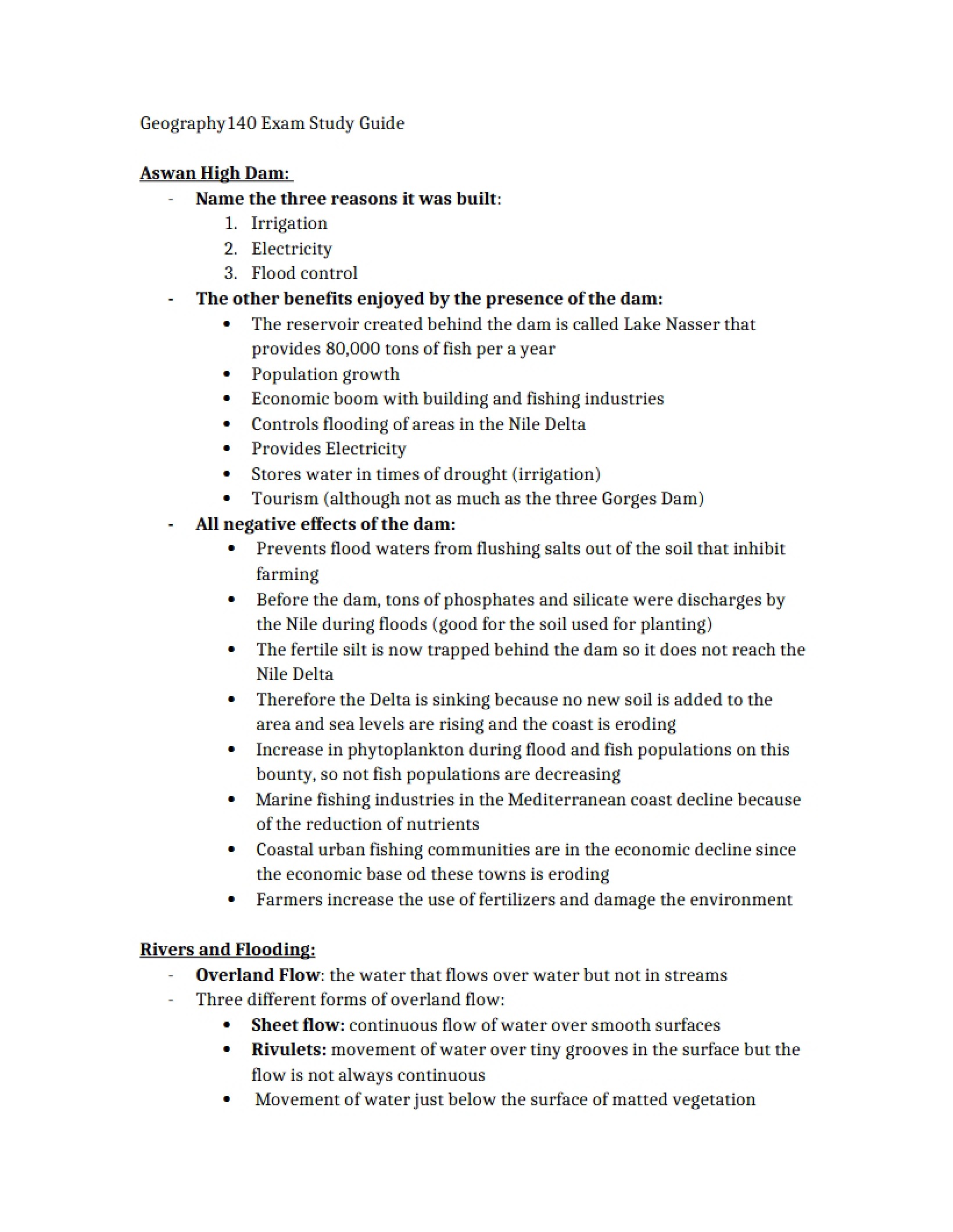 Guide for Exam