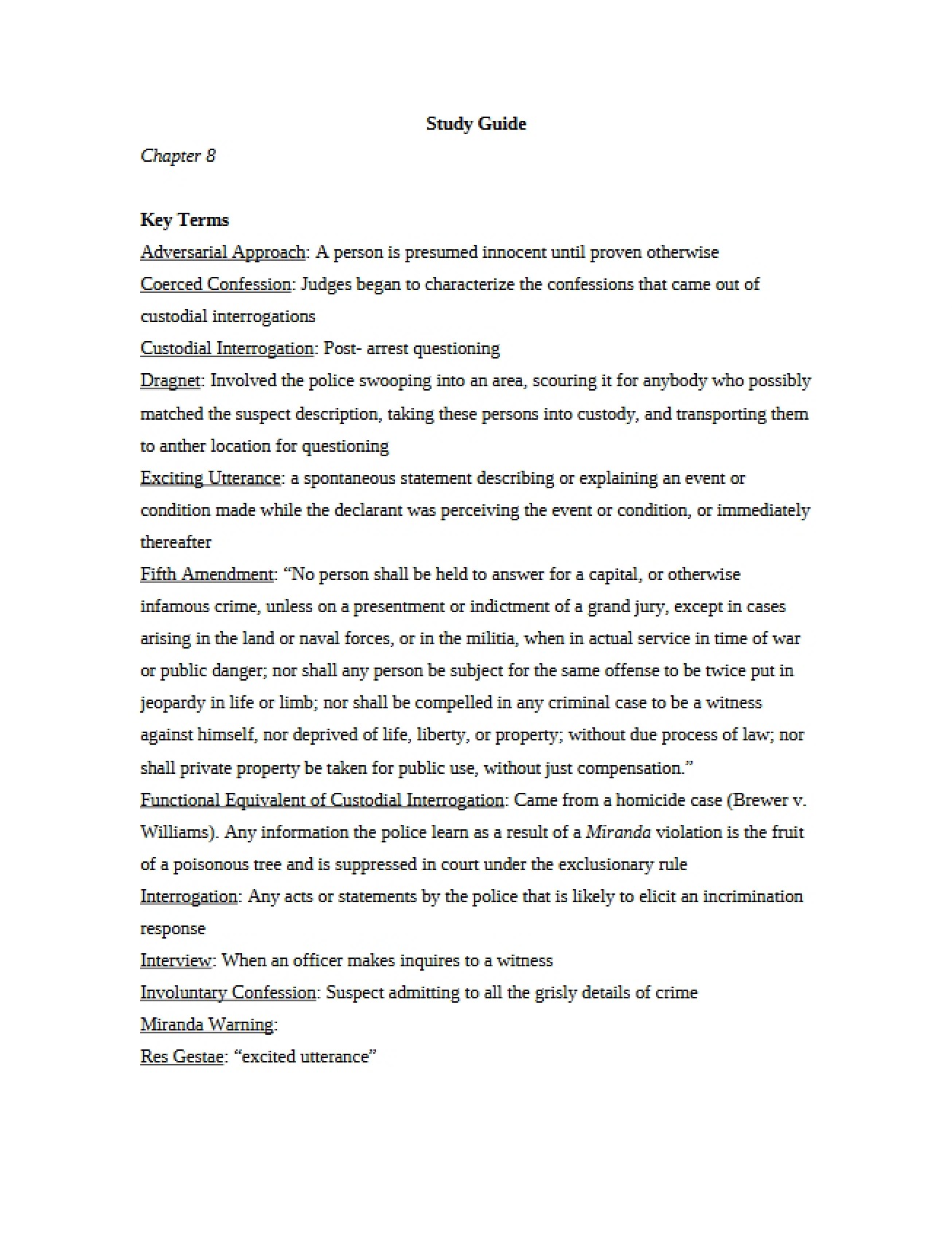First Part of the Law Enforcement Study Guide