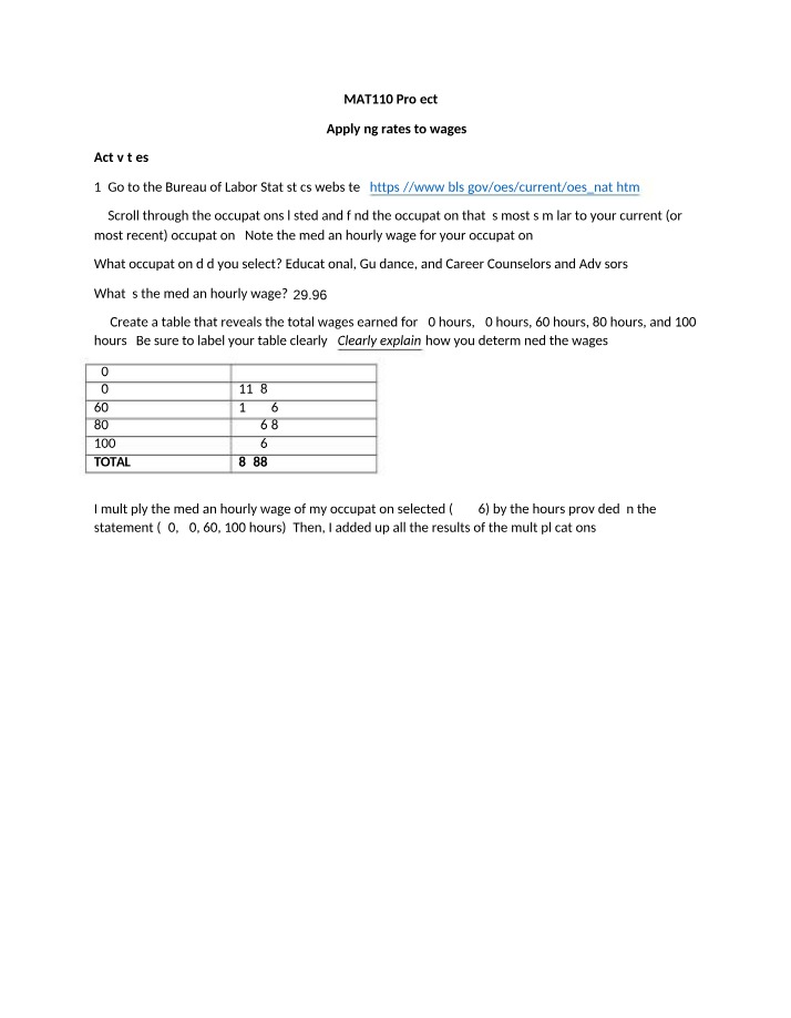 MAT110 Project 2 - Summer 2020 Revision