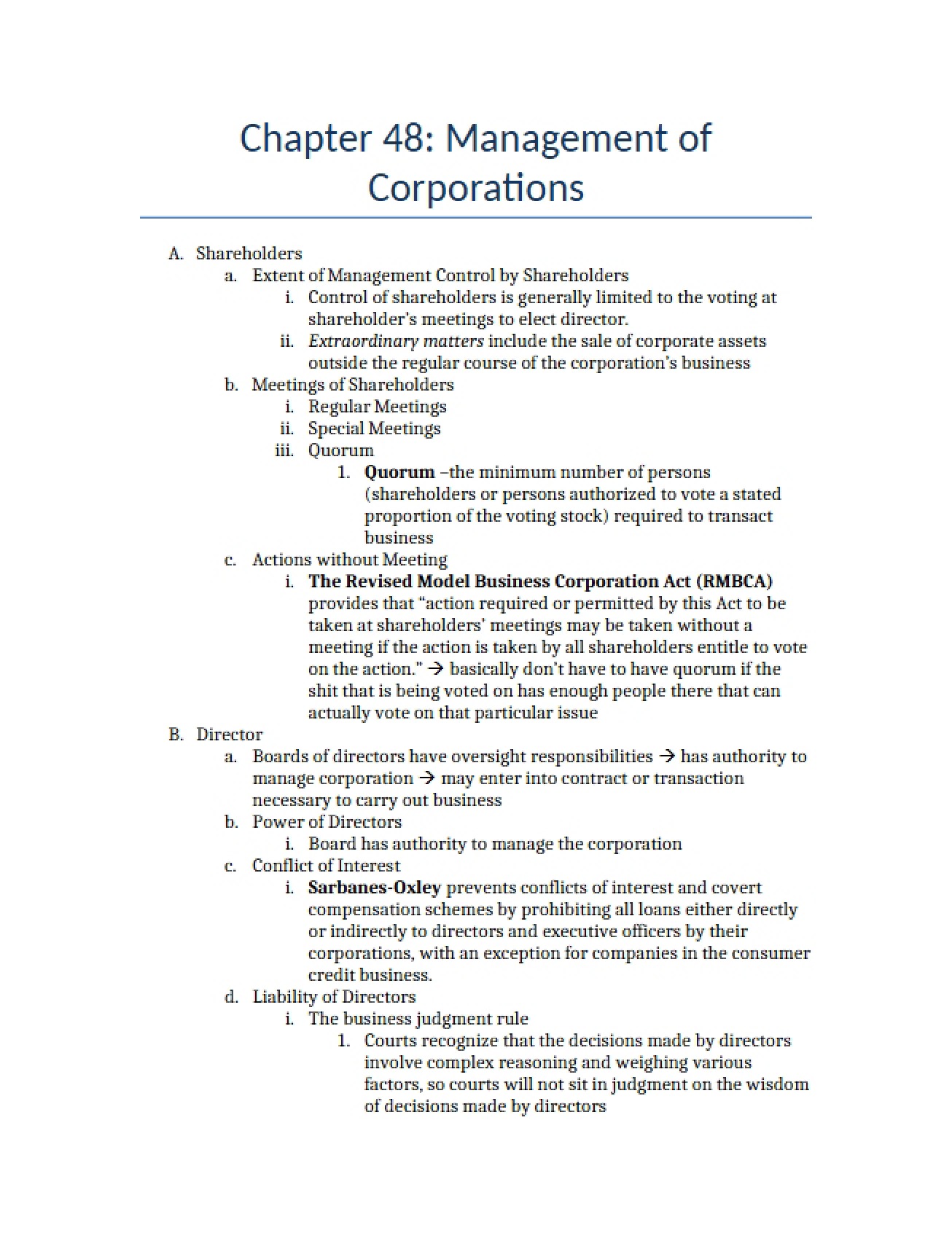 Chapter Forty-Eight on Corporate Management