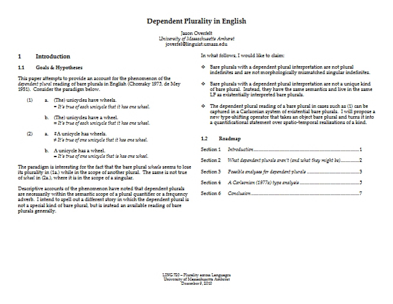 English Dependent Plurals