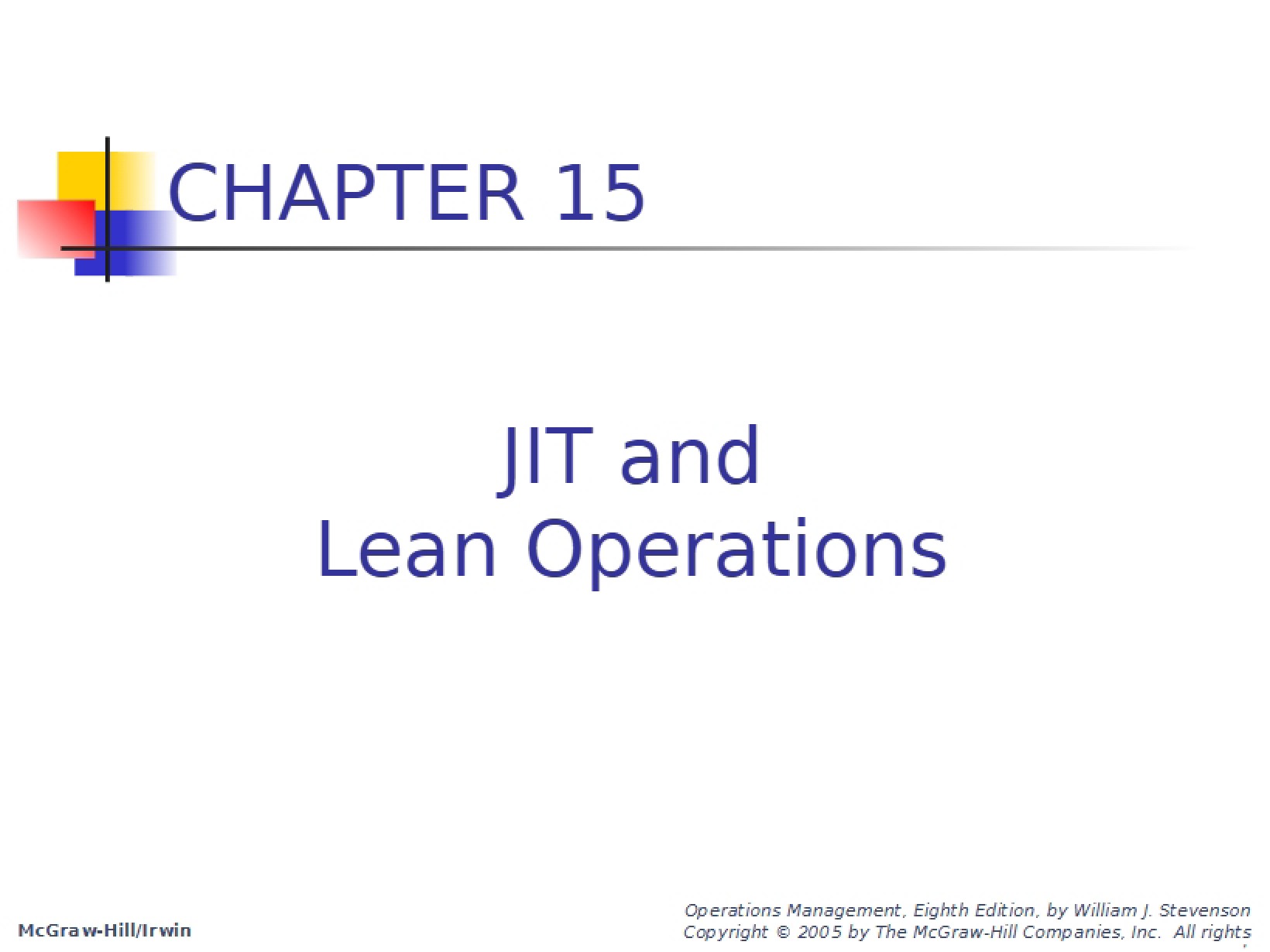 Fifteenth Chapter Operations Management