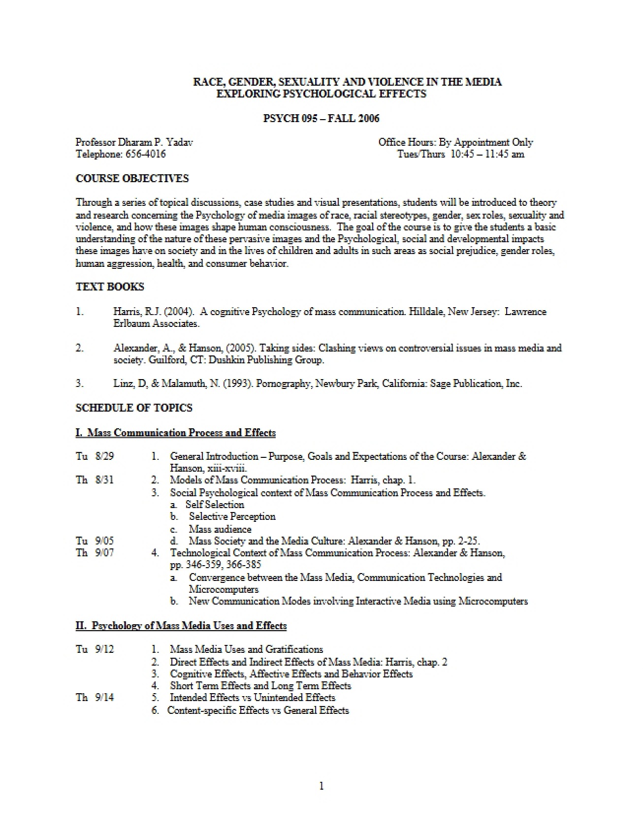 Madness Meanings Course Plan