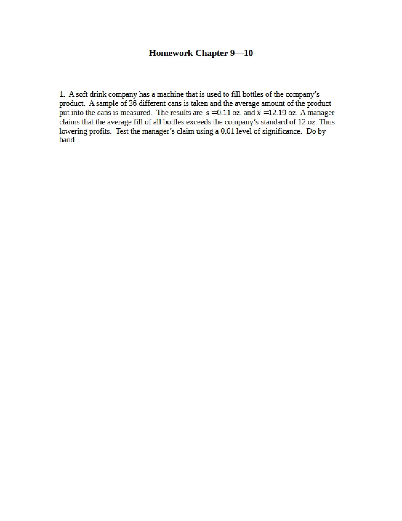 Quantitative Methods Homework Assignment