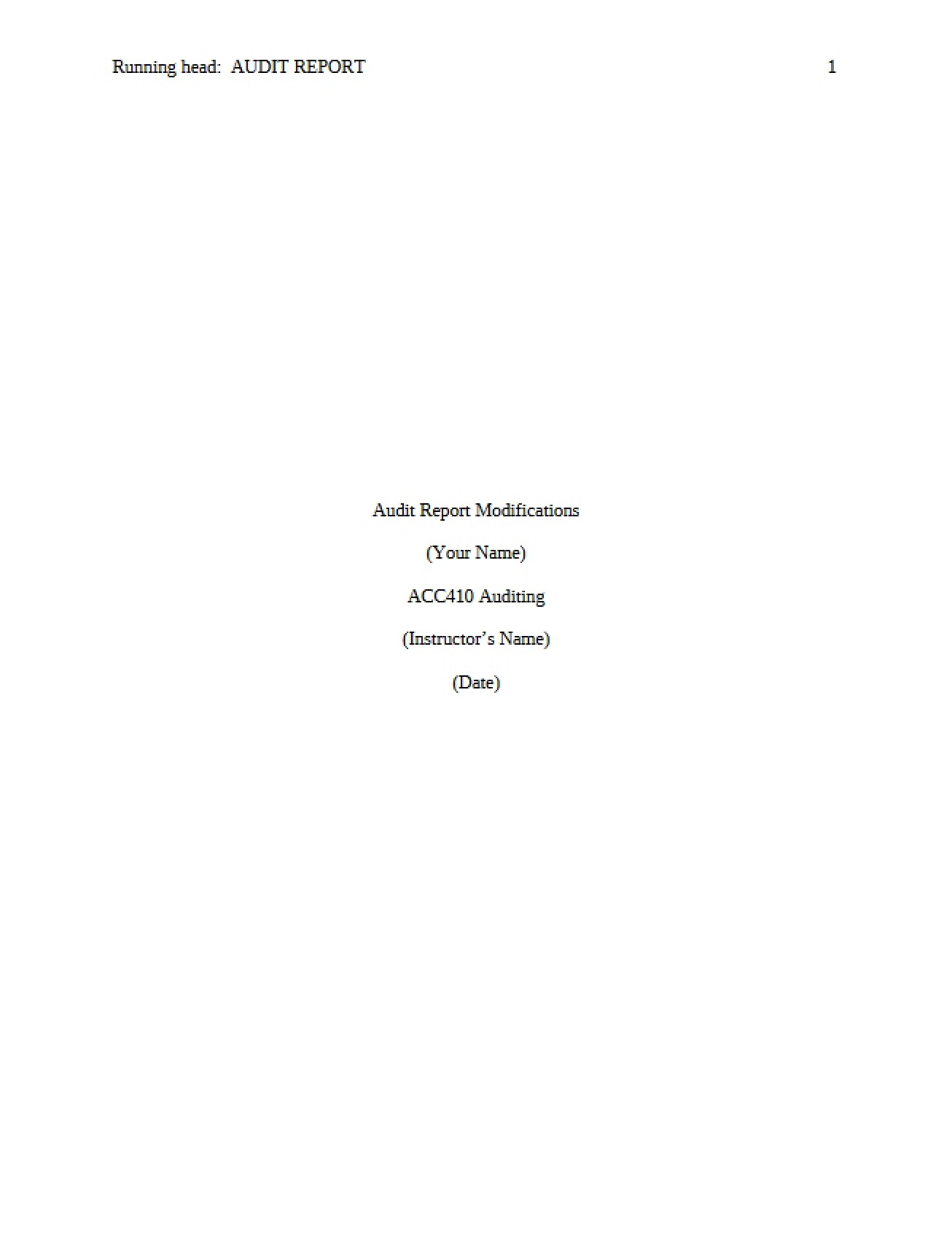 Modifications to Audit Reports