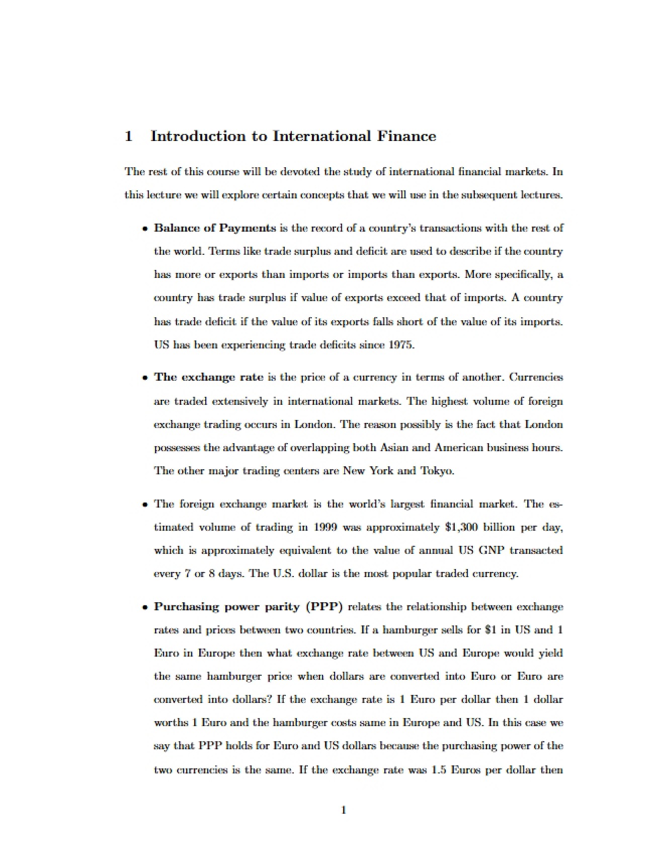 International Finance Introduction