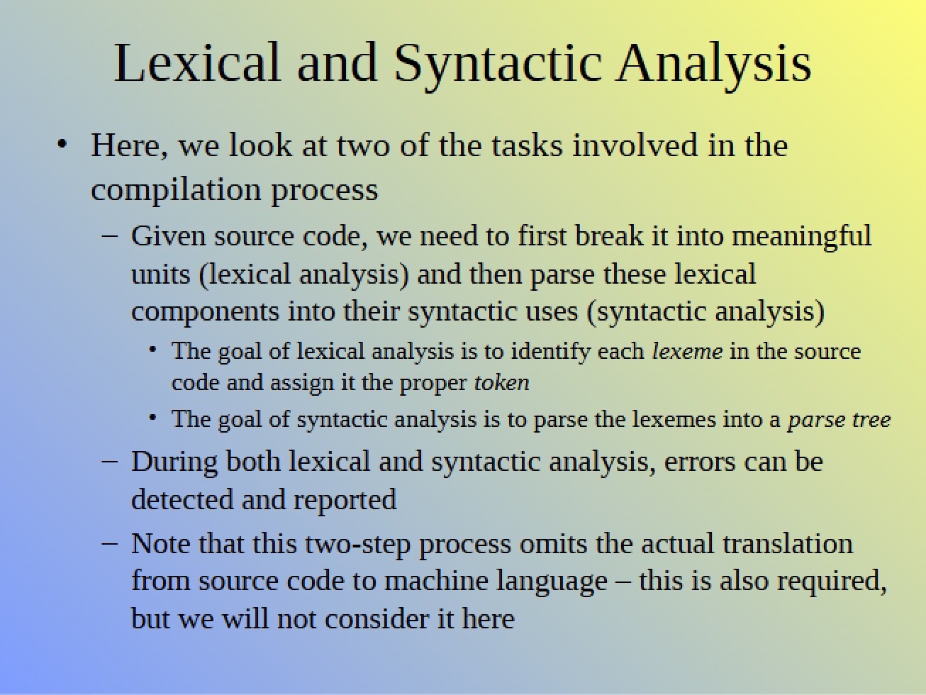 Syntactic and Lexical Analysis