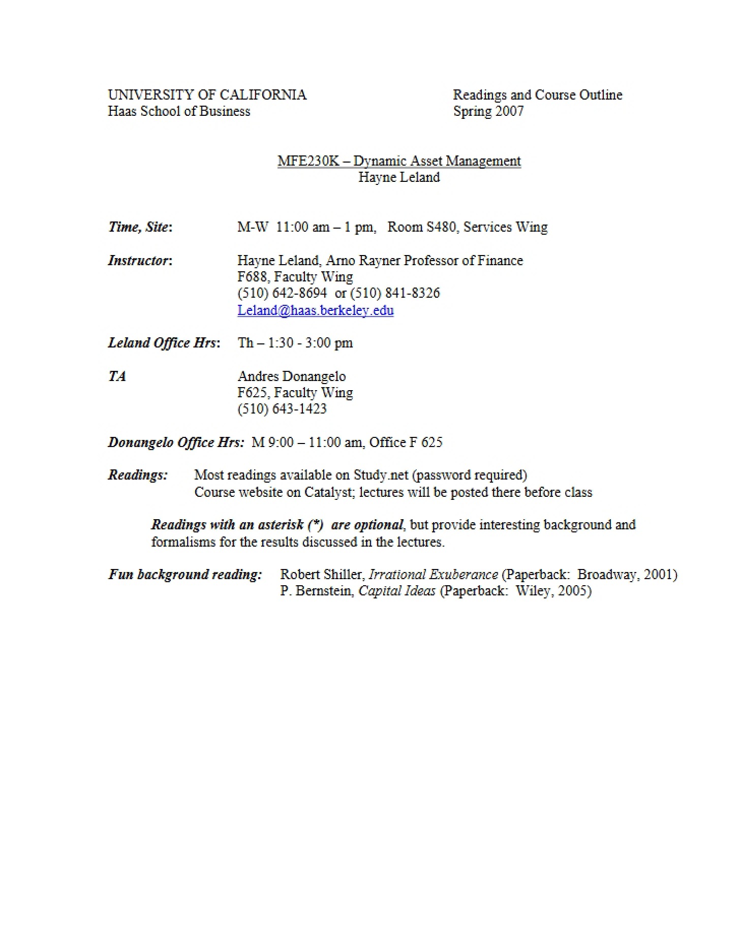 Course Syllabus