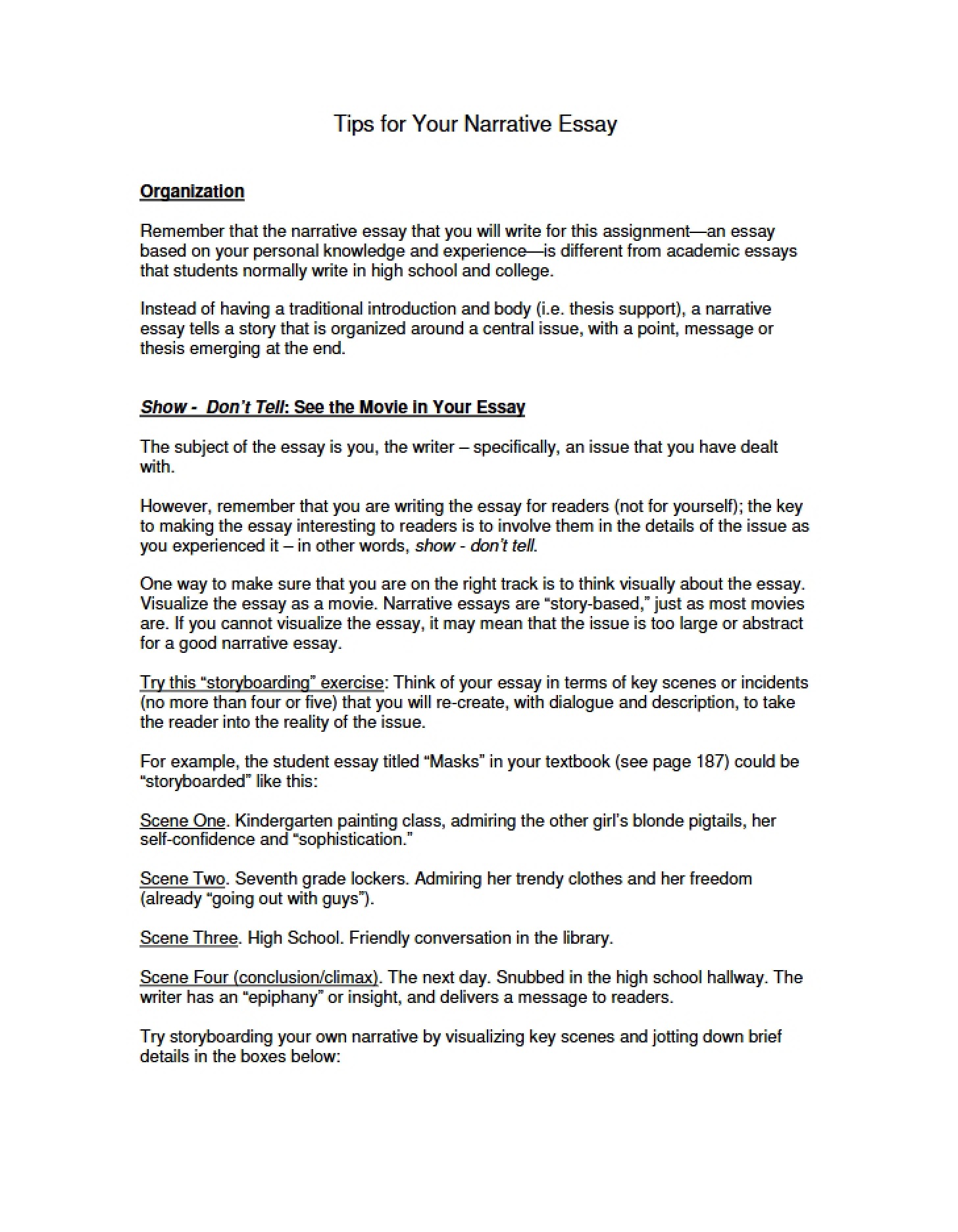 Narrative Essay Tips