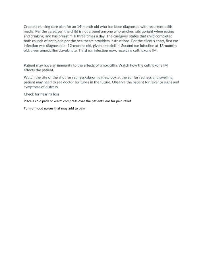 Nursing Care Plan - 14-Month-Old with Recurrent Otitis Media