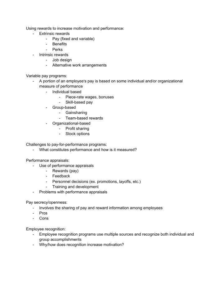 Using Extrinsic Rewards to Increase Motivation and Performance