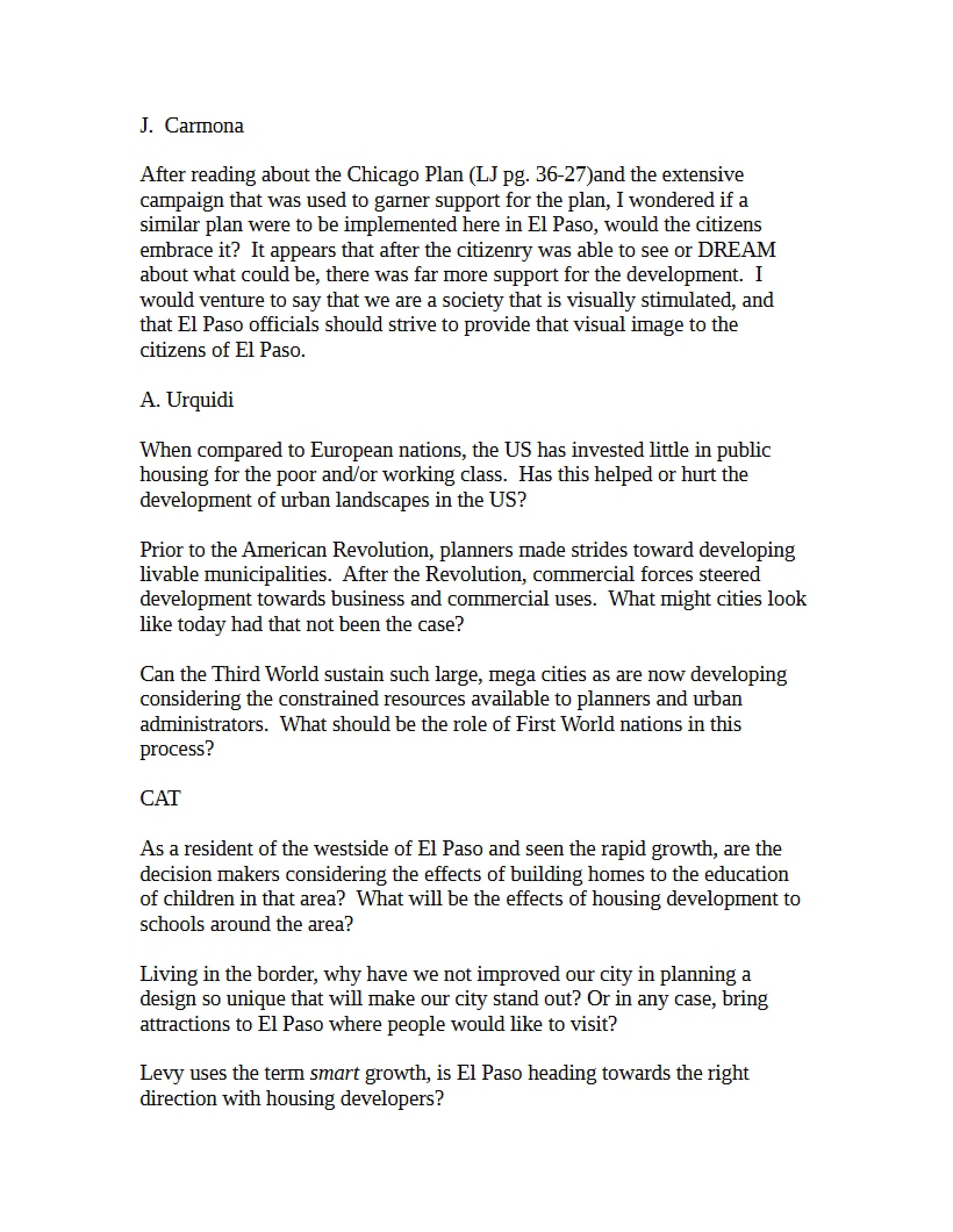 Questions for Topic Two