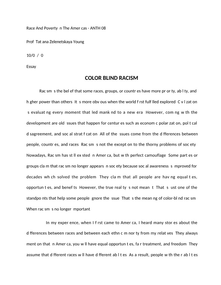 Color-Blind Racism in America - The Camouflaged Reality