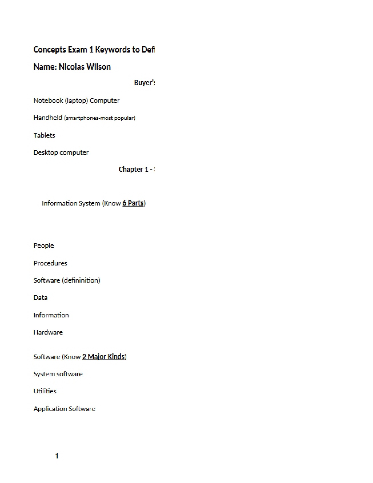 Financial Accounting Exam One Keywords